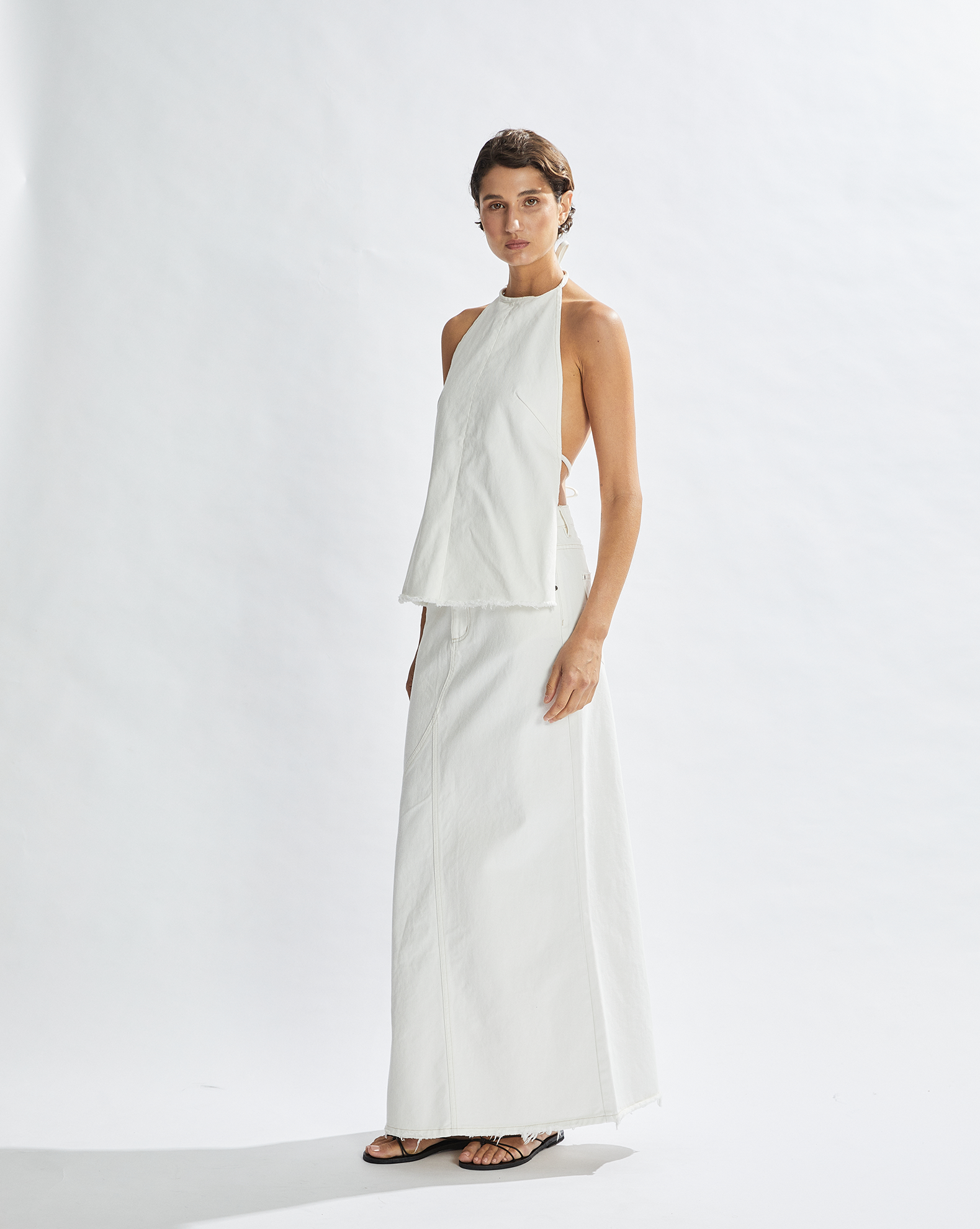 Harley Denim Halter Top White