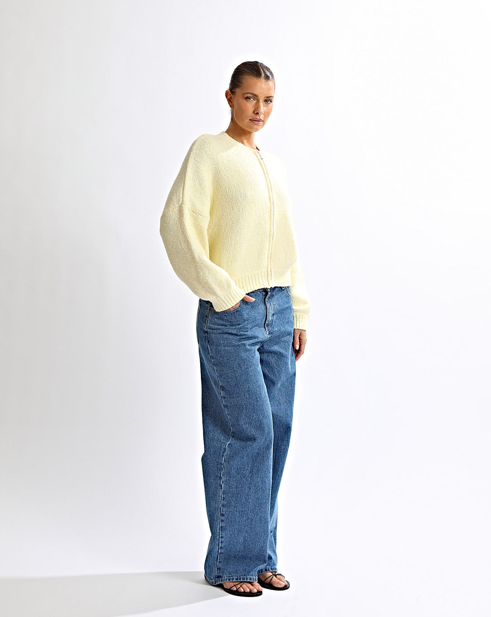 Elliot Knit Zip Jumper Pale Yellow