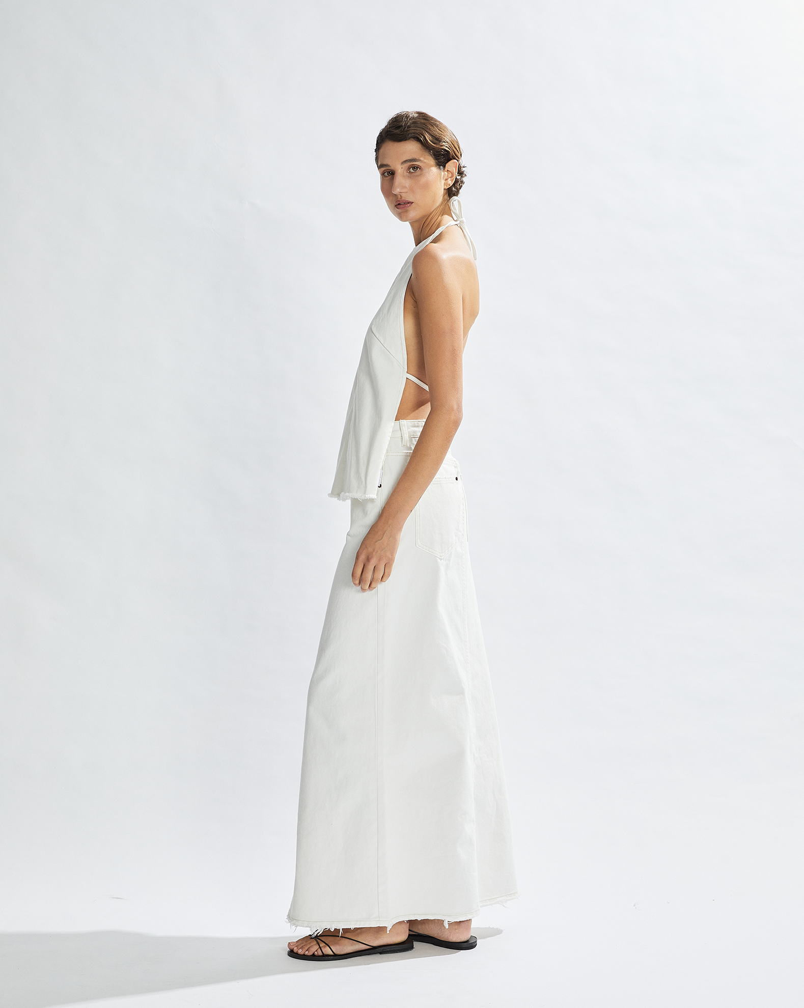 Harley Denim Halter Top White