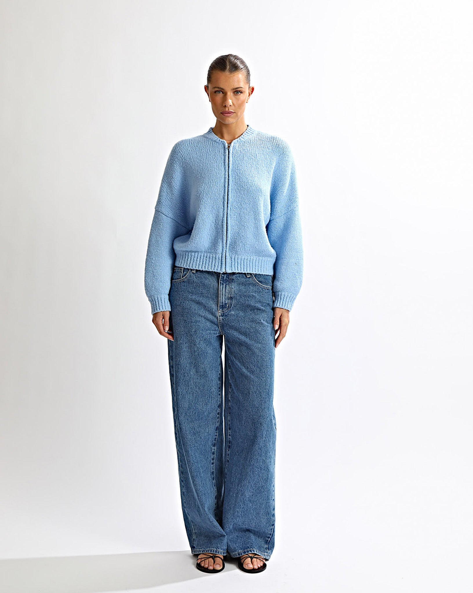 Elliot Knit Zip Jumper Blue