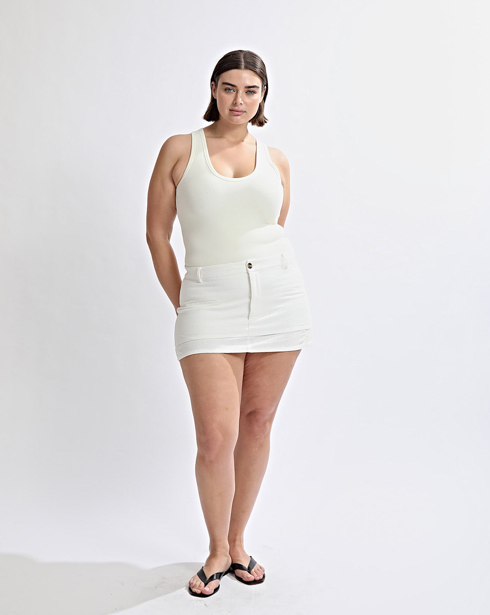 Evie Tailored Skirt Off White