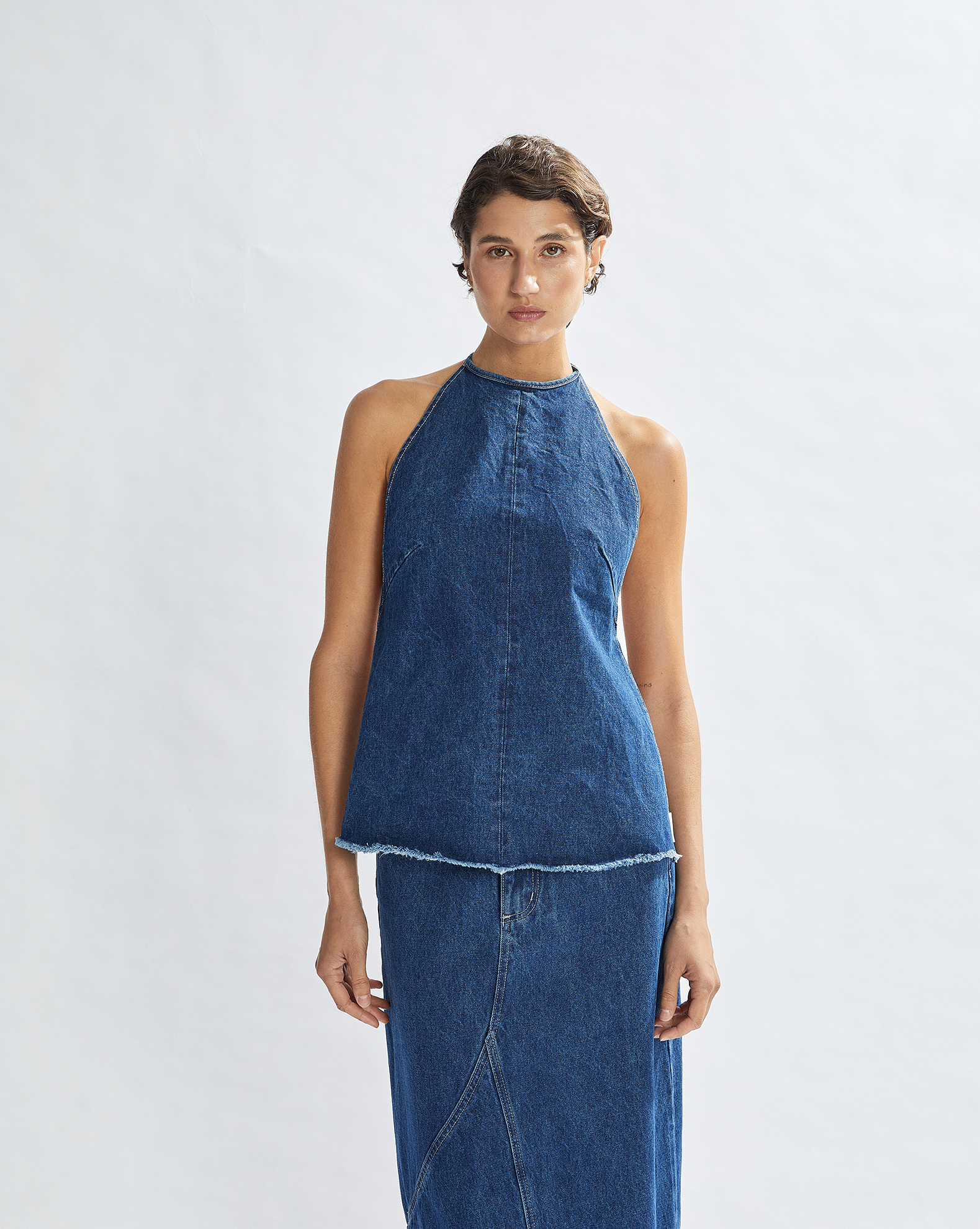 Harley Denim Halter Top Vintage Blue