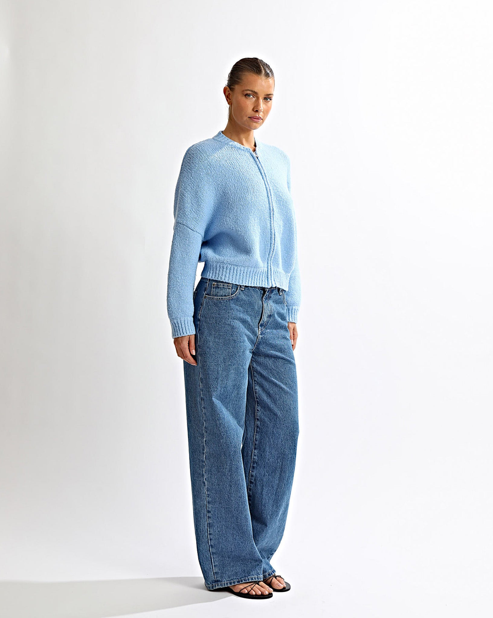 Elliot Knit Zip Jumper Blue