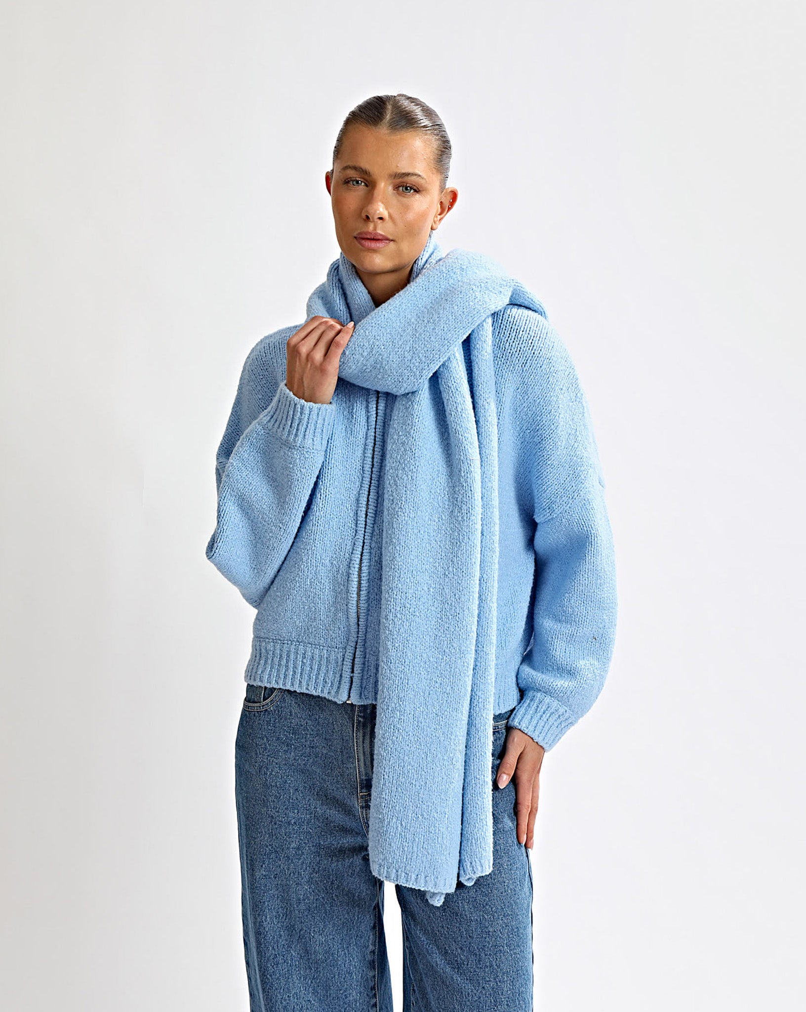 Elliot Knit Zip Jumper Blue