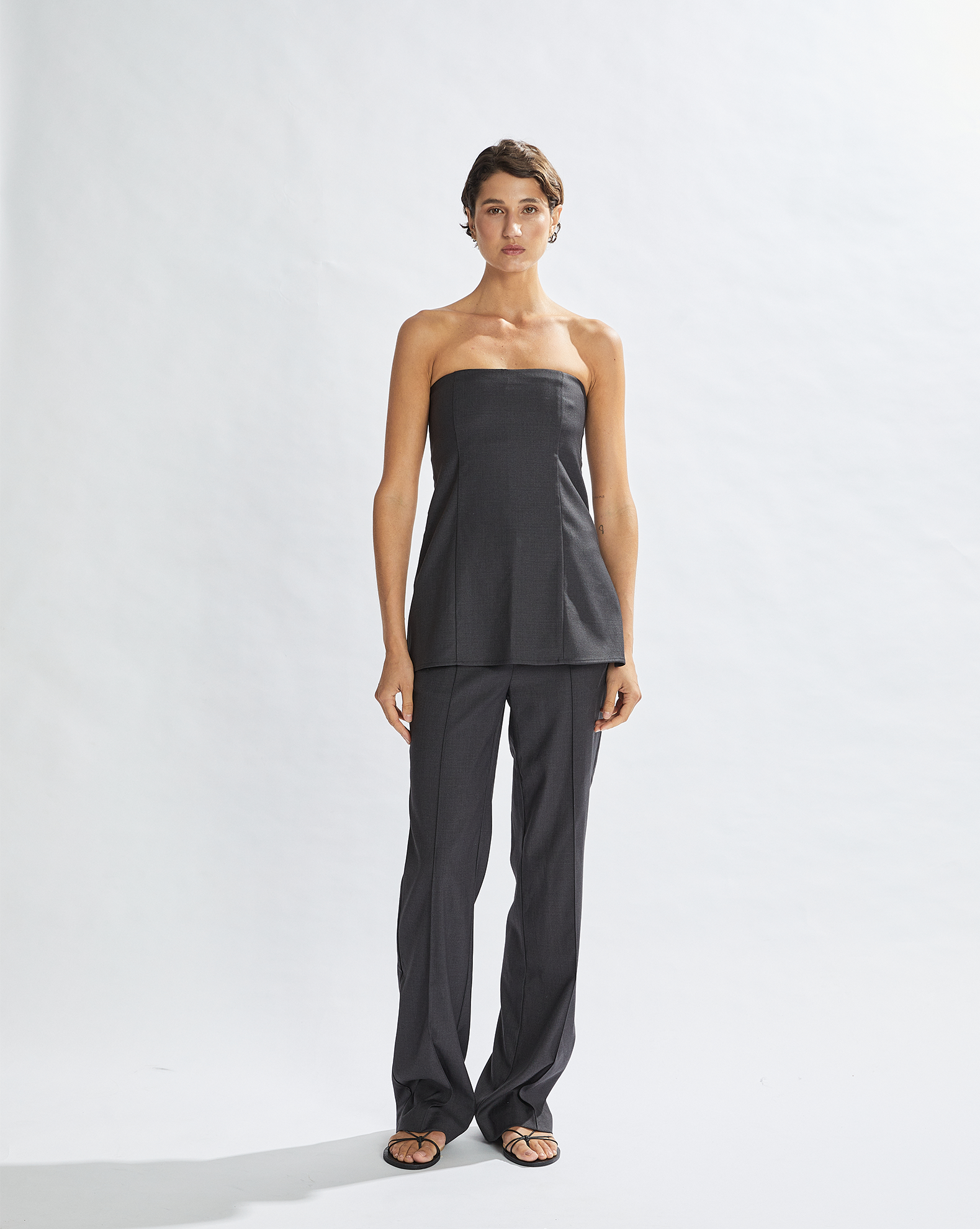 Benny Strapless Top Dark Grey