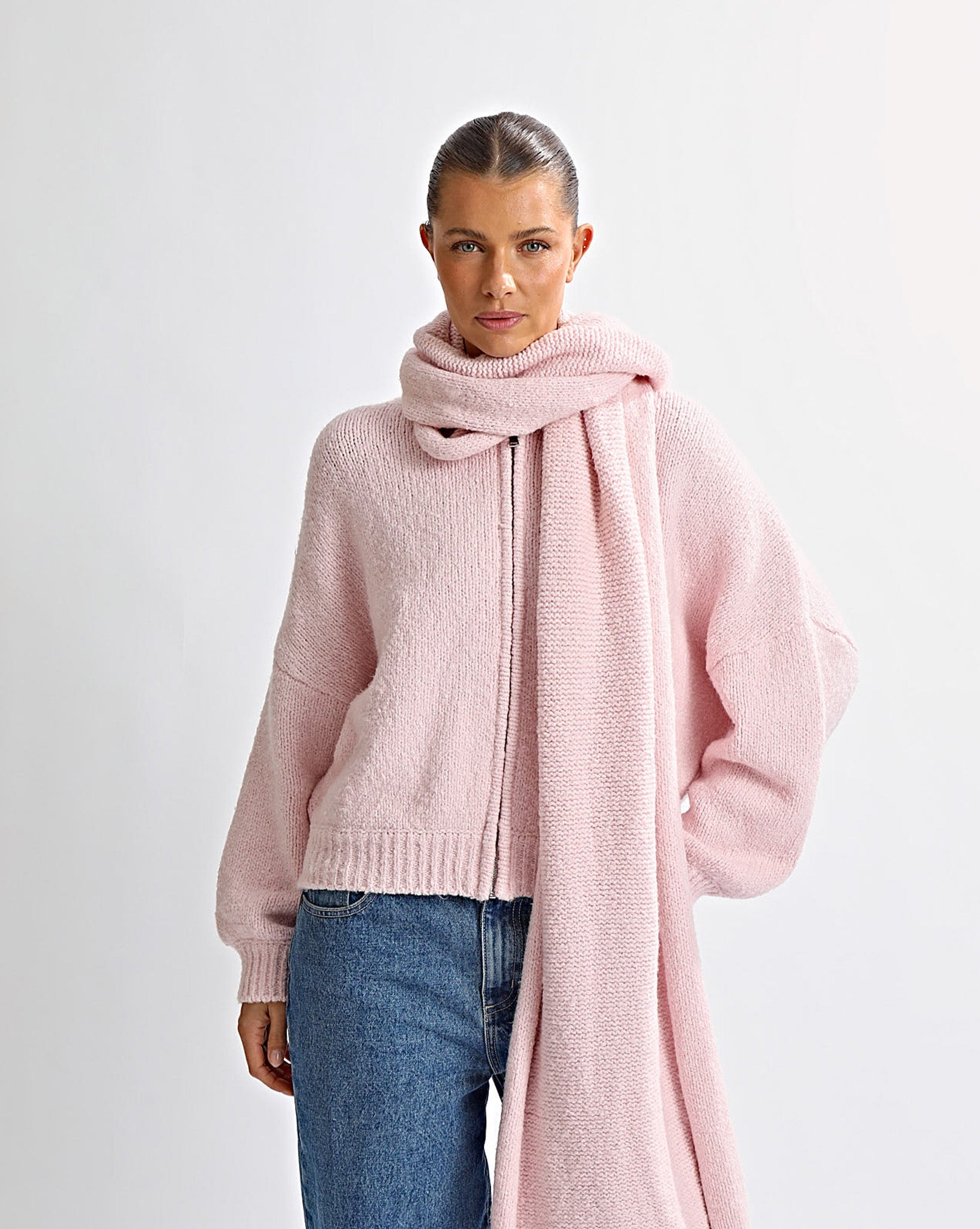 Elliot Knit Zip Jumper Pink
