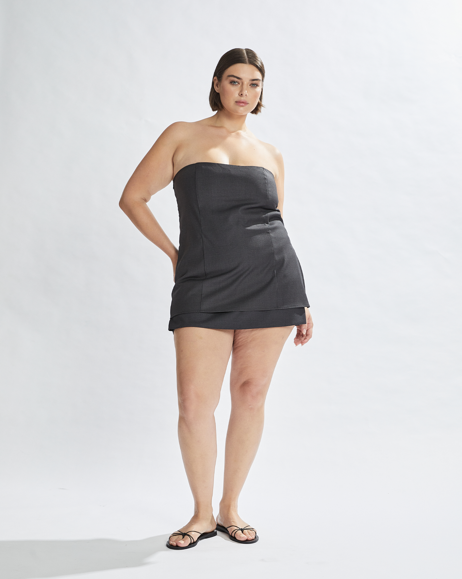 Benny Strapless Top Dark Grey