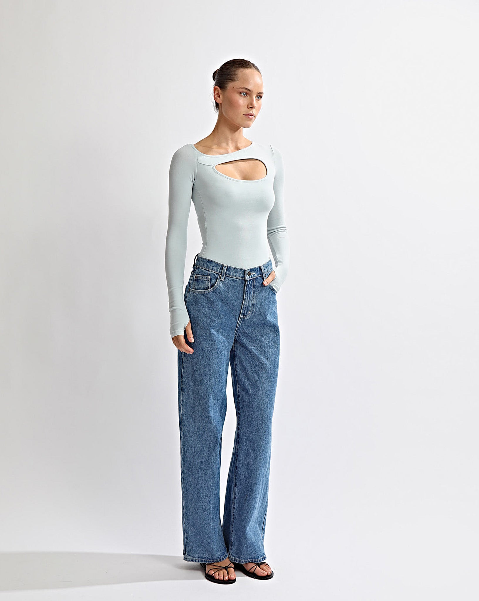 Amelia Asym Long Sleeve Top Ice