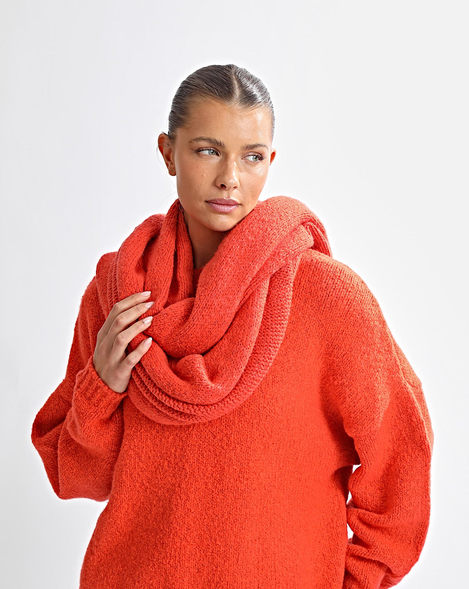 Elliot Knit Scarf Red Marl