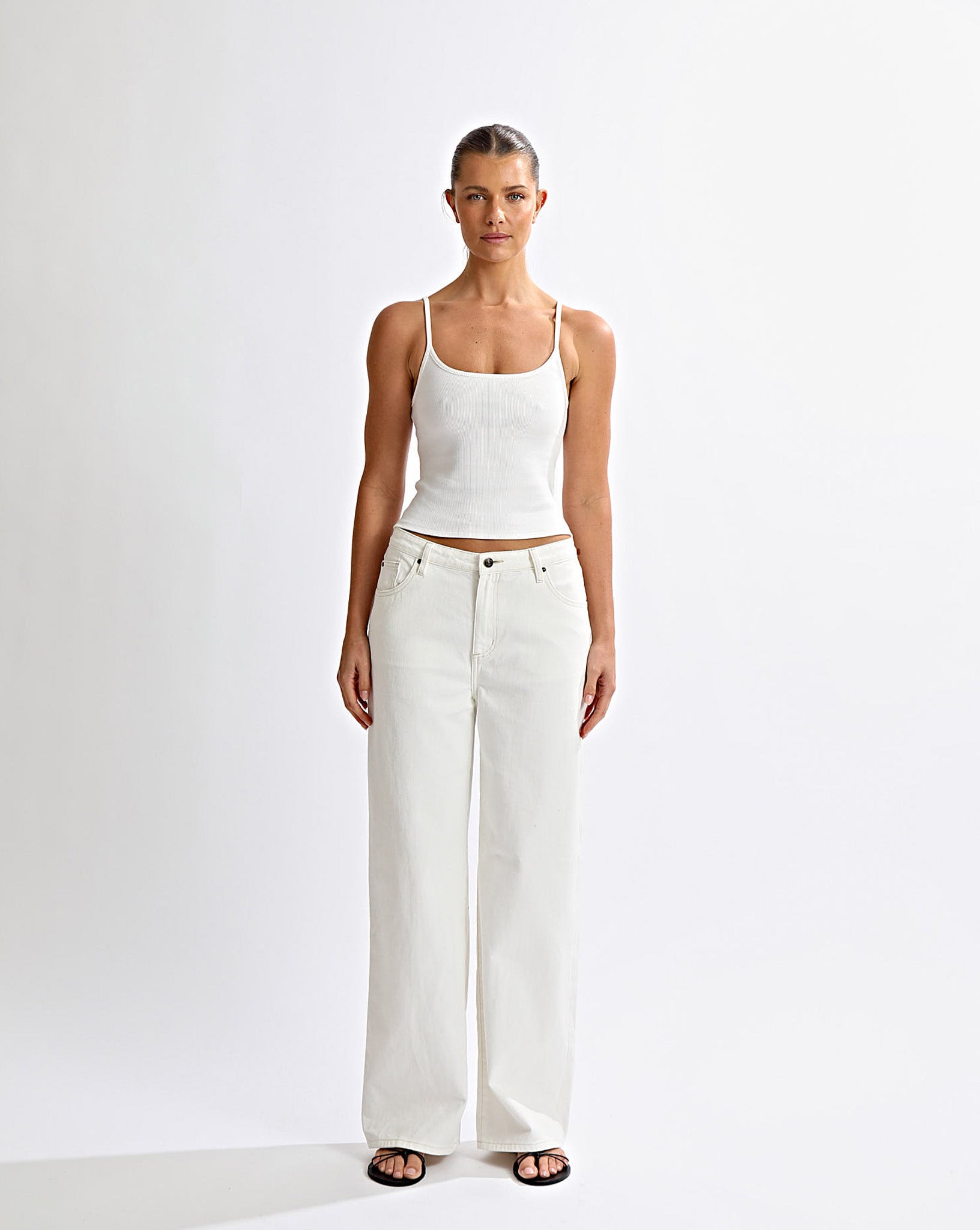 Noah Jeans White Cropped