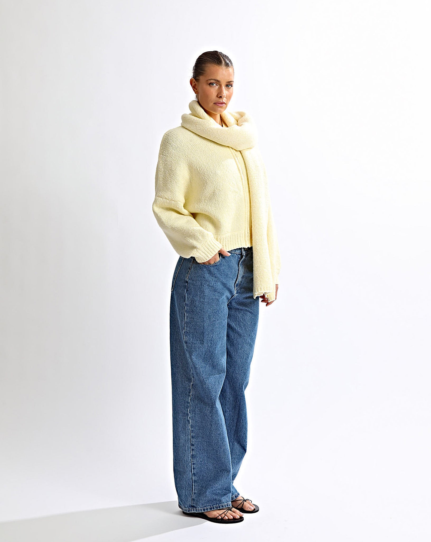 Elliot Knit Scarf Pale Yellow