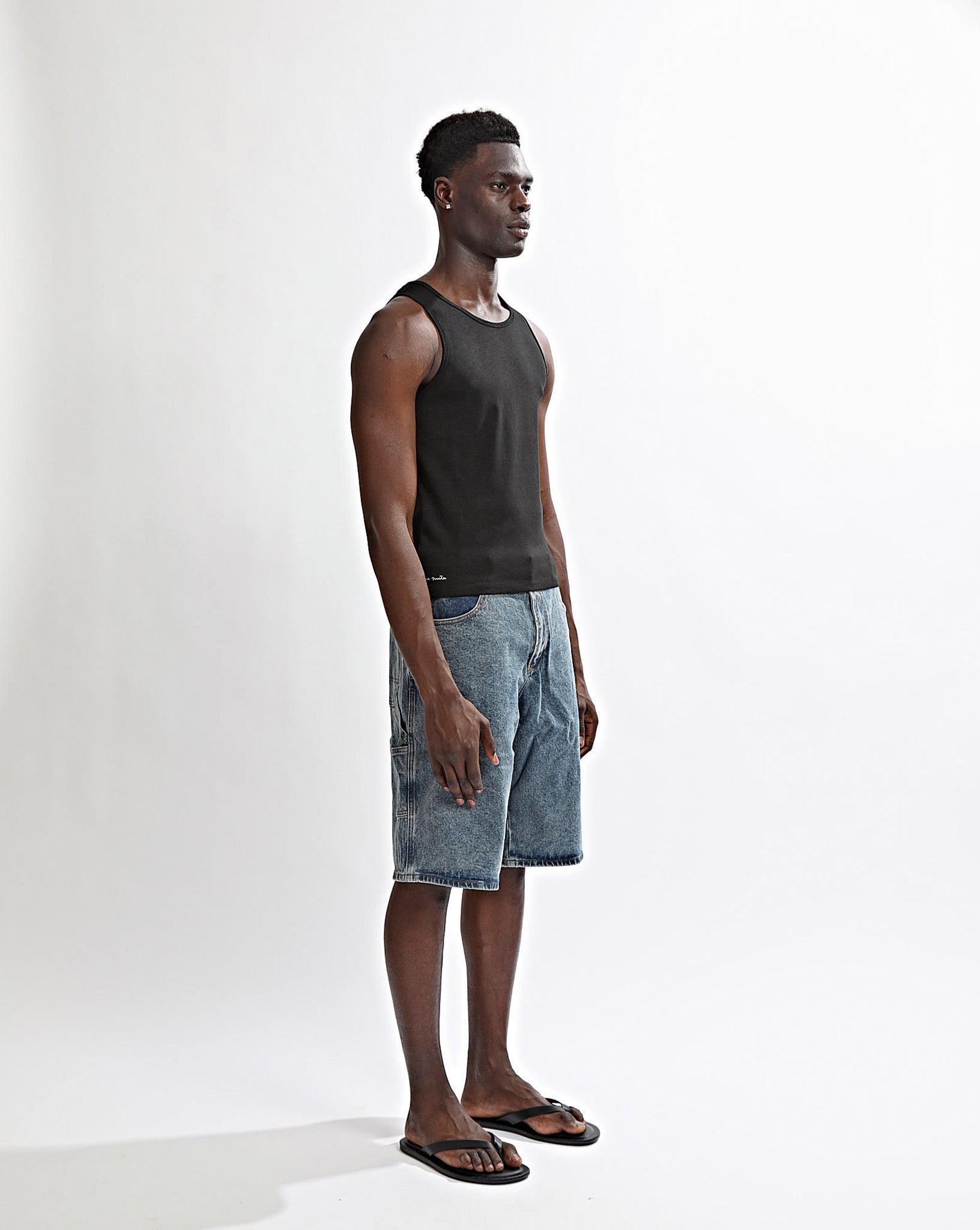 Elijah Rib Tank Black