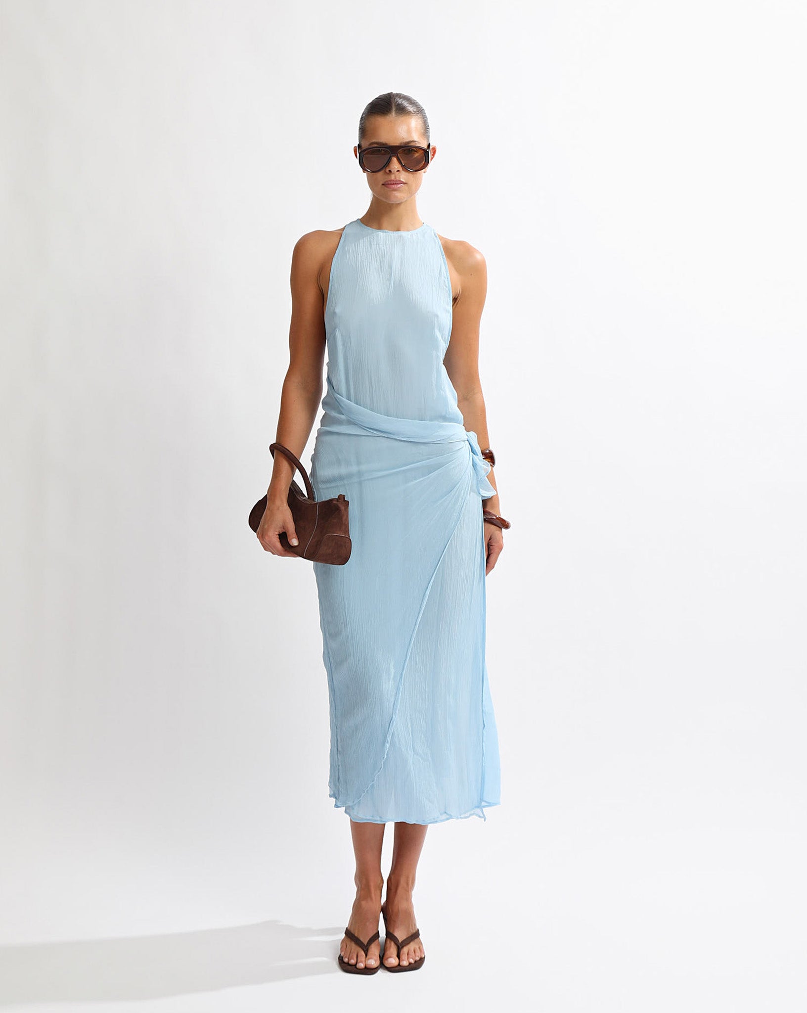 Suri Wrap Maxi Dress Light Blue