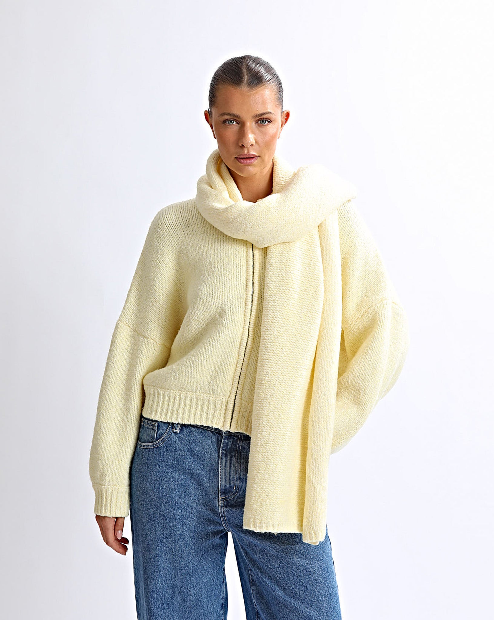 Elliot Knit Scarf Pale Yellow