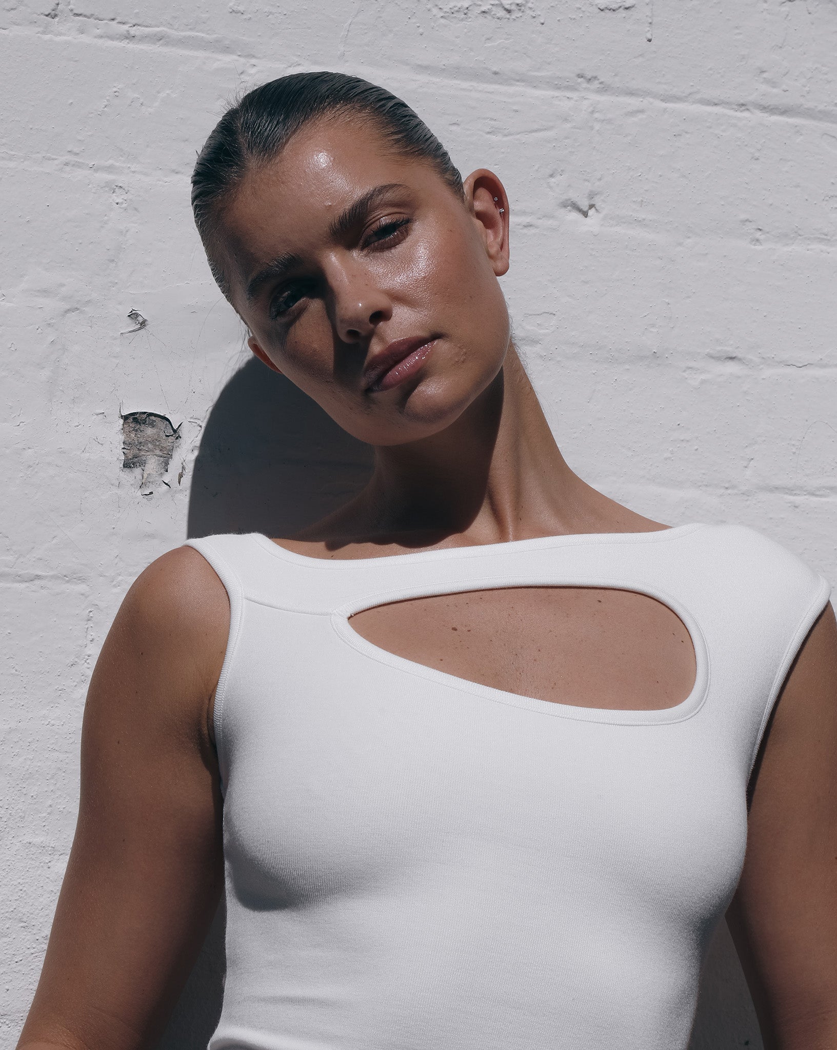 Amelia Asym Tank White