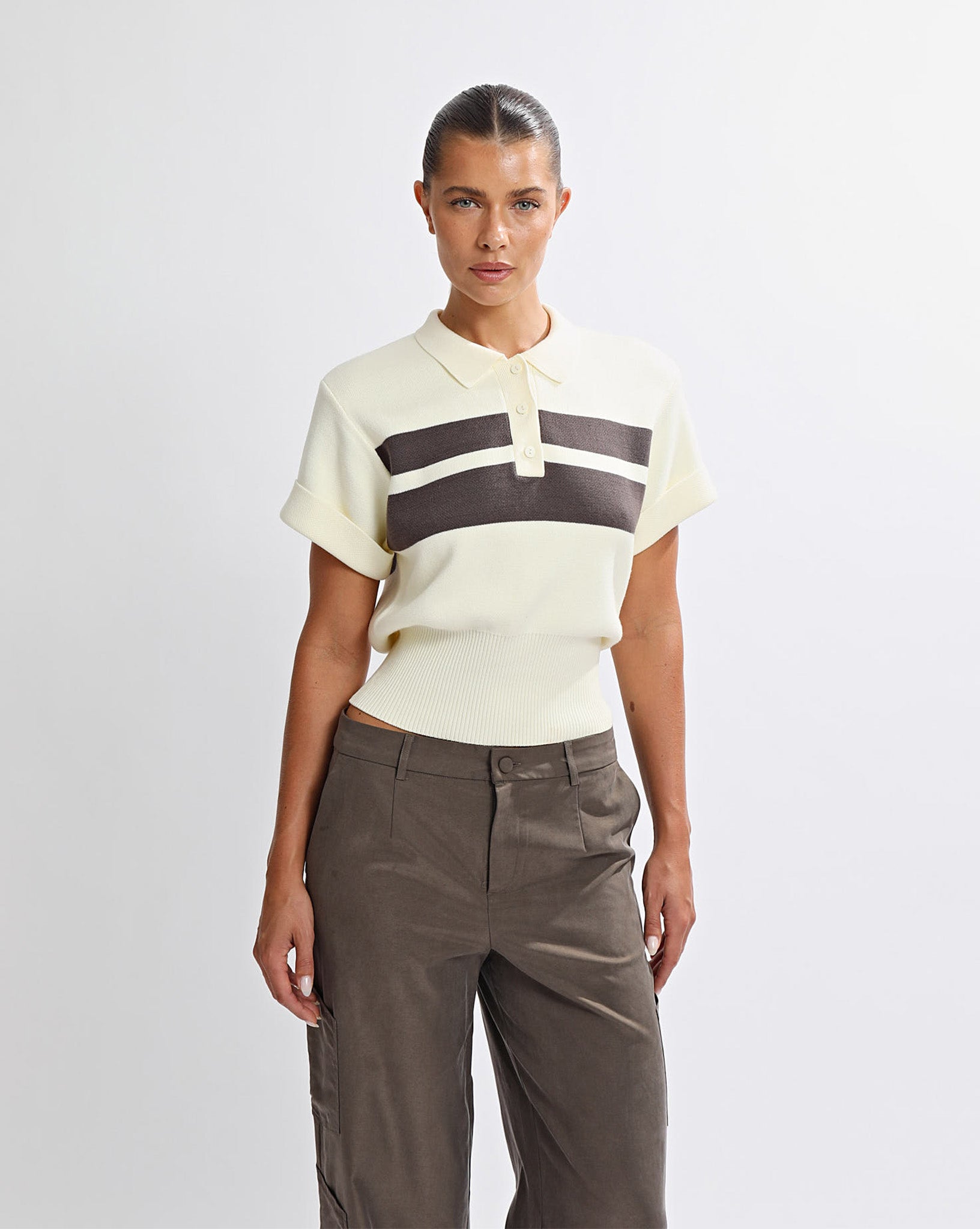 Brea Knit Top Yellow/Steel Stripe