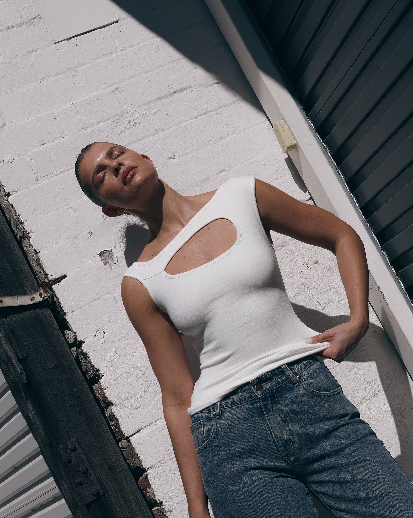 Amelia Asym Tank White