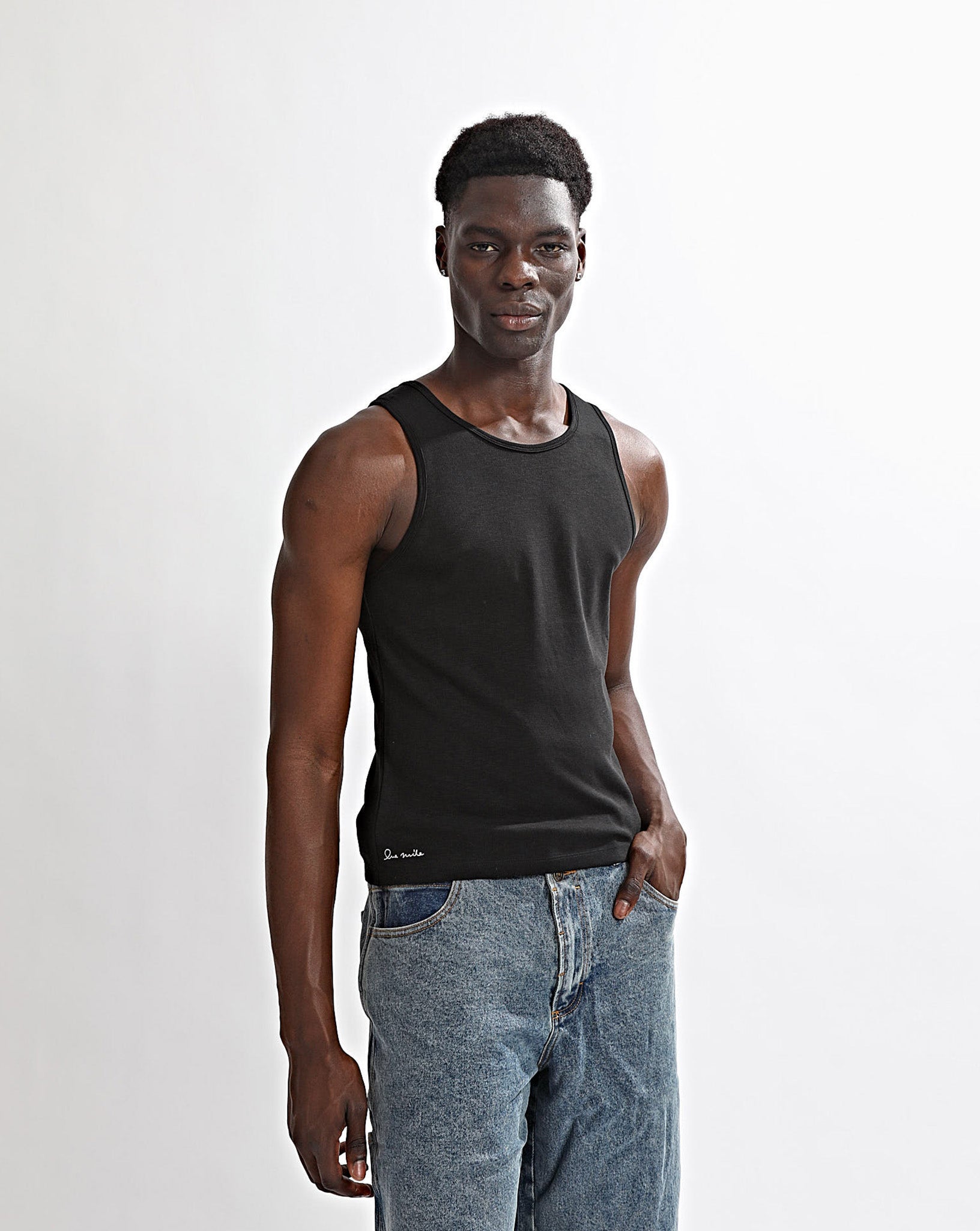 Elijah Rib Tank Black