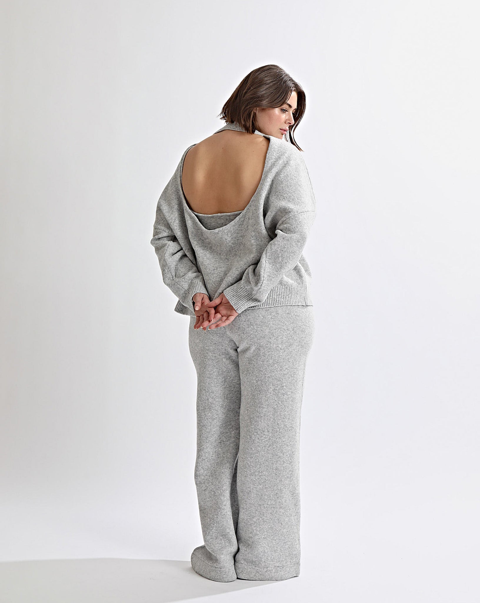 Leo Knit Backless Jumper Grey Marl