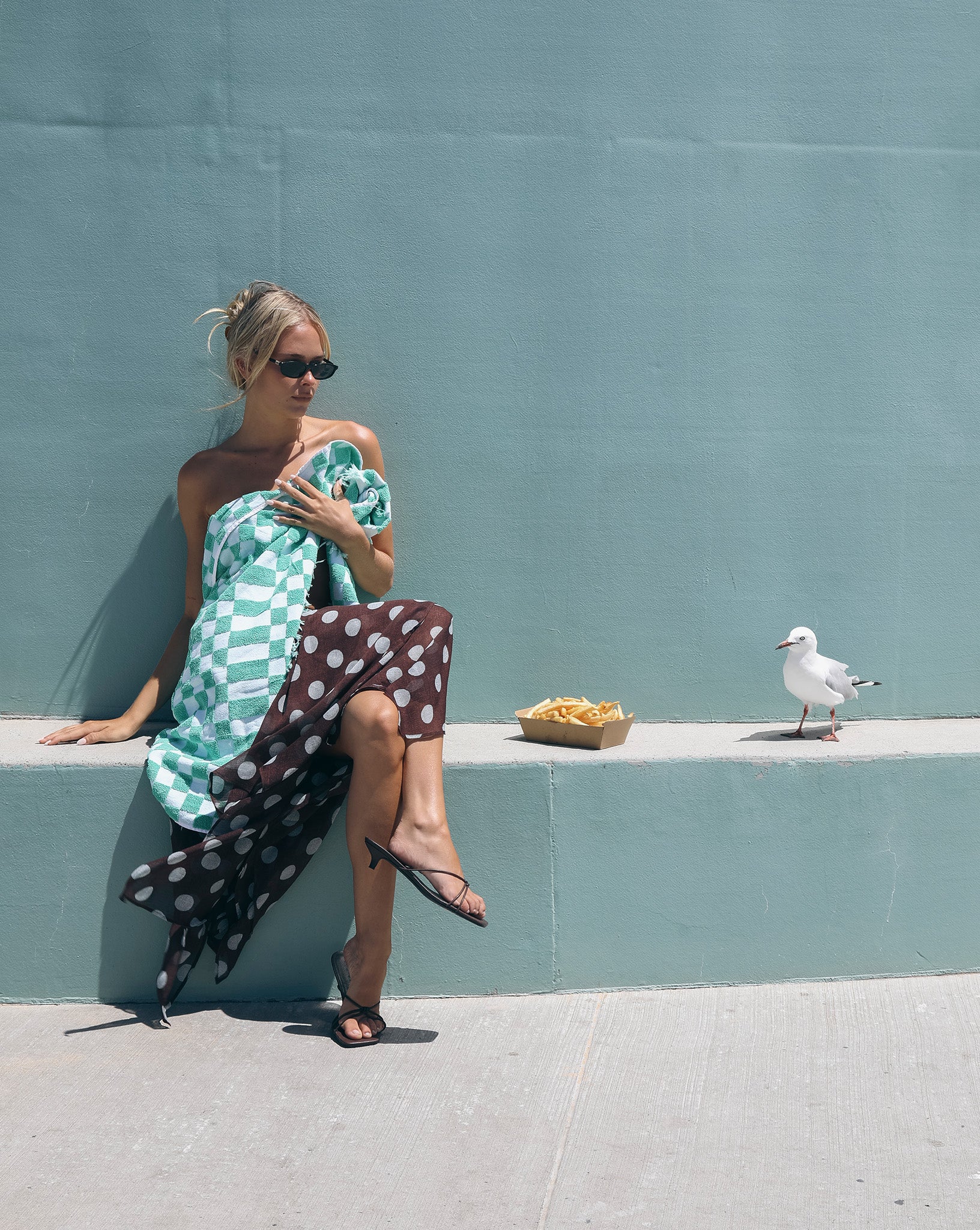 Suri Midi Skirt Brown/Blue Polka