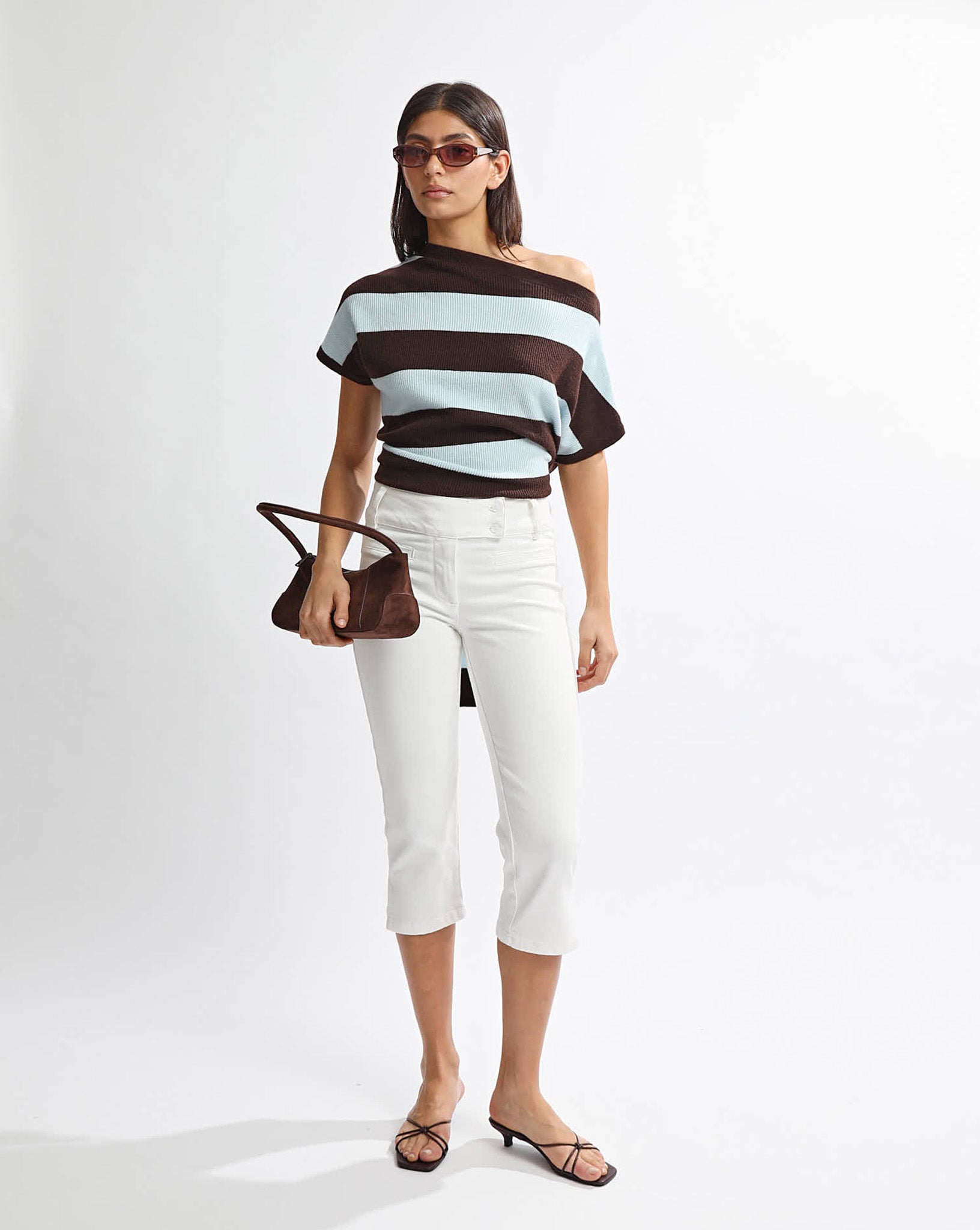 Charlotte Top Blue/Brown Stripe