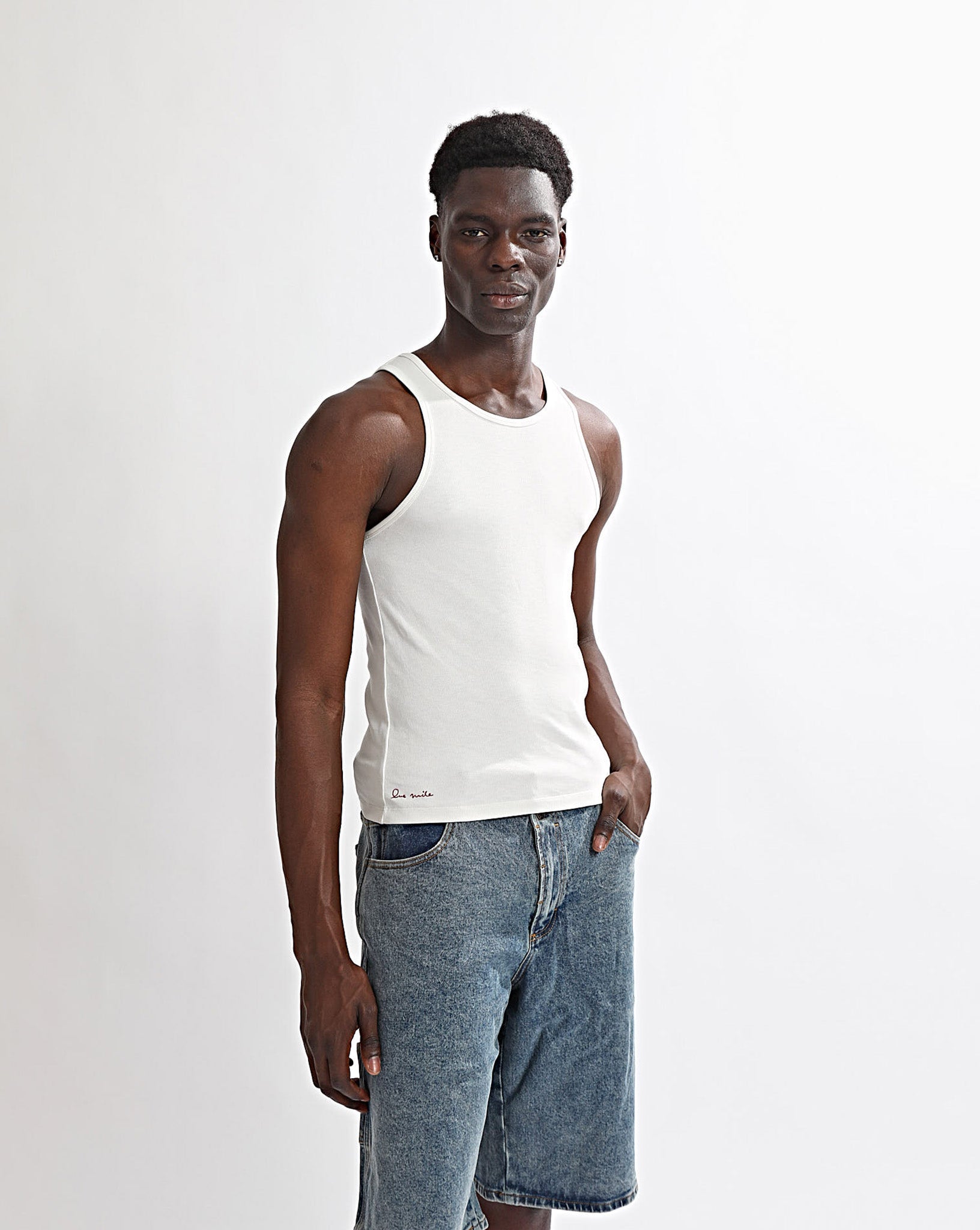 Elijah Rib Tank White