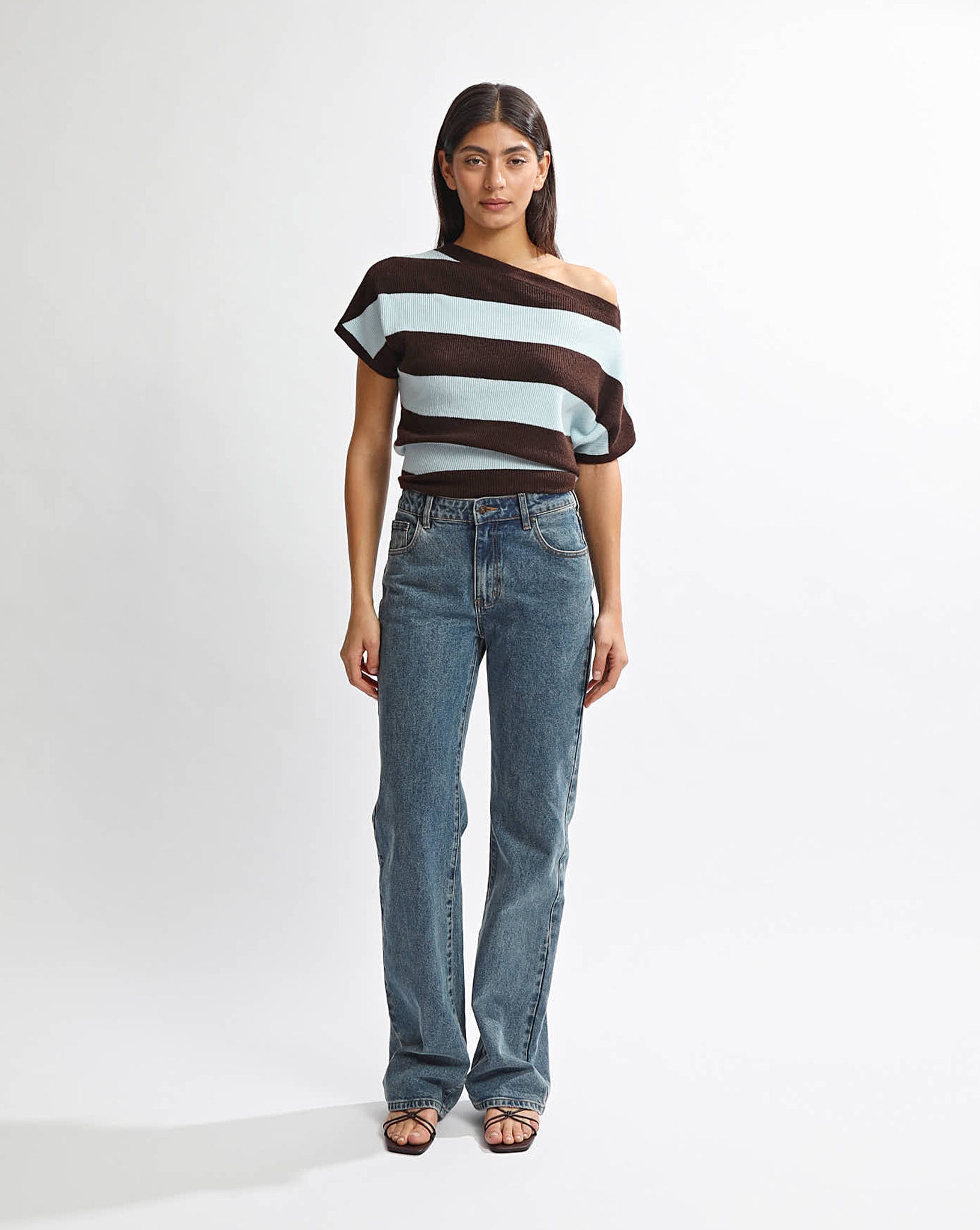 Charlotte Top Blue/Brown Stripe