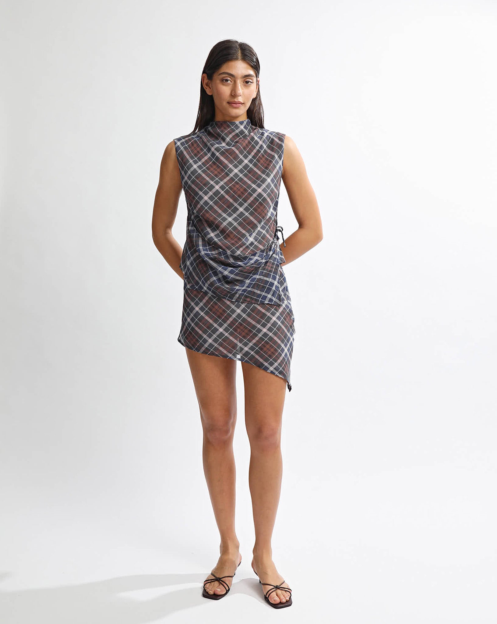 Kendal Top Blue/Brown Plaid