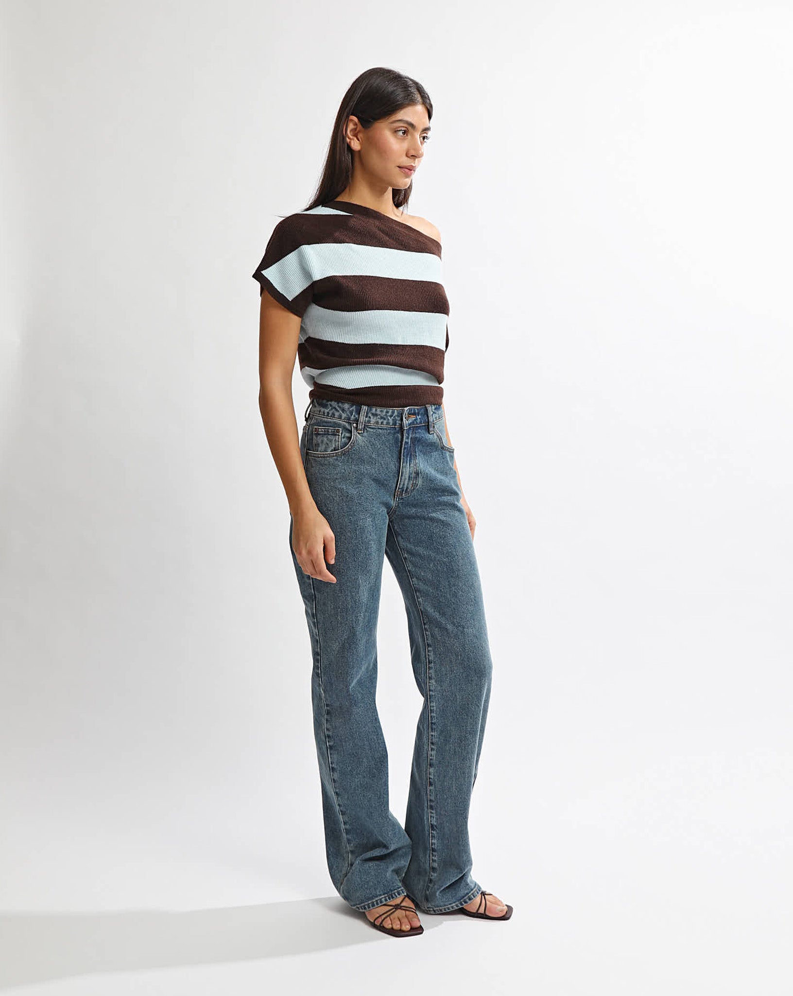 Charlotte Top Blue/Brown Stripe