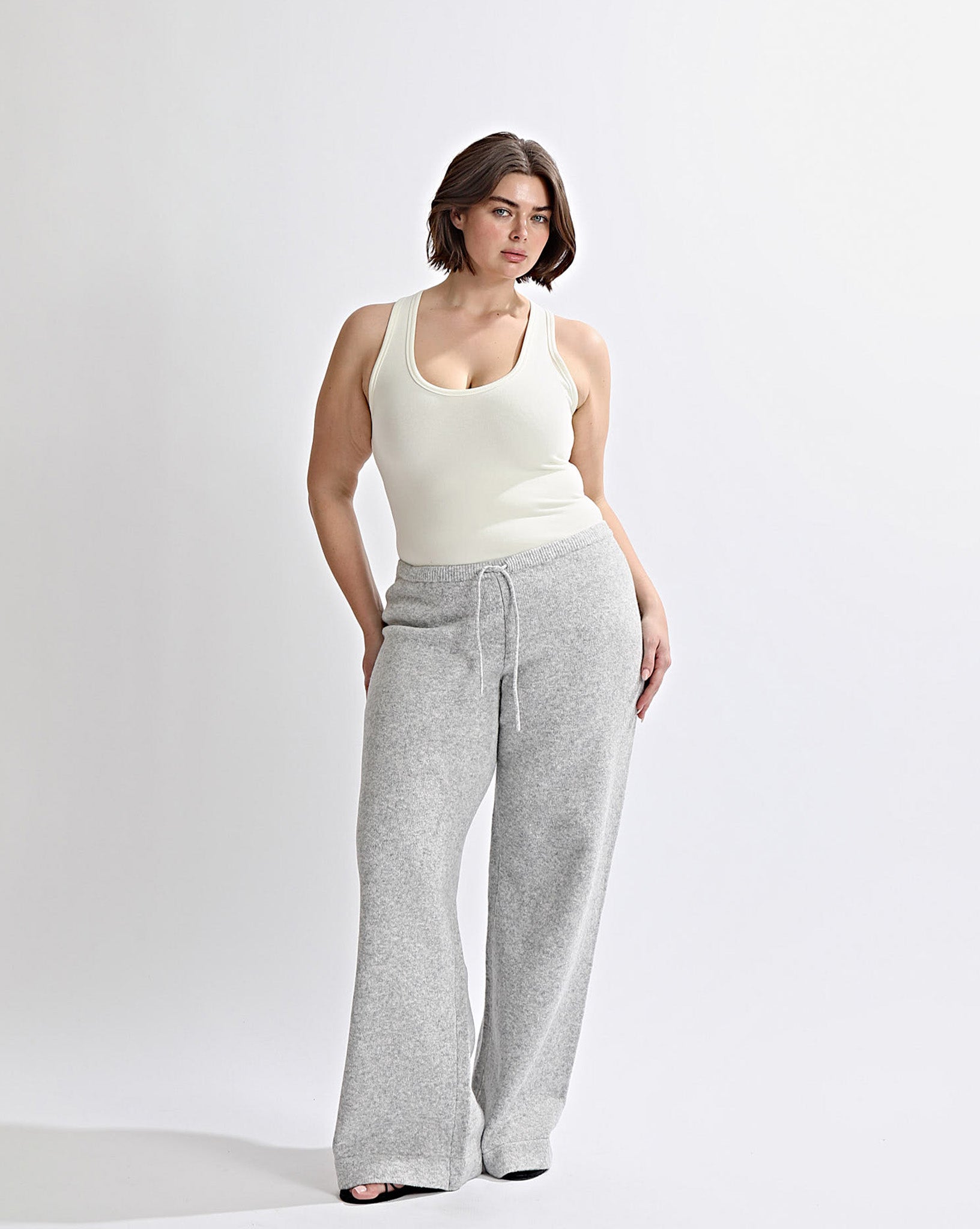 Leo Knit Pants Grey Marl Cropped