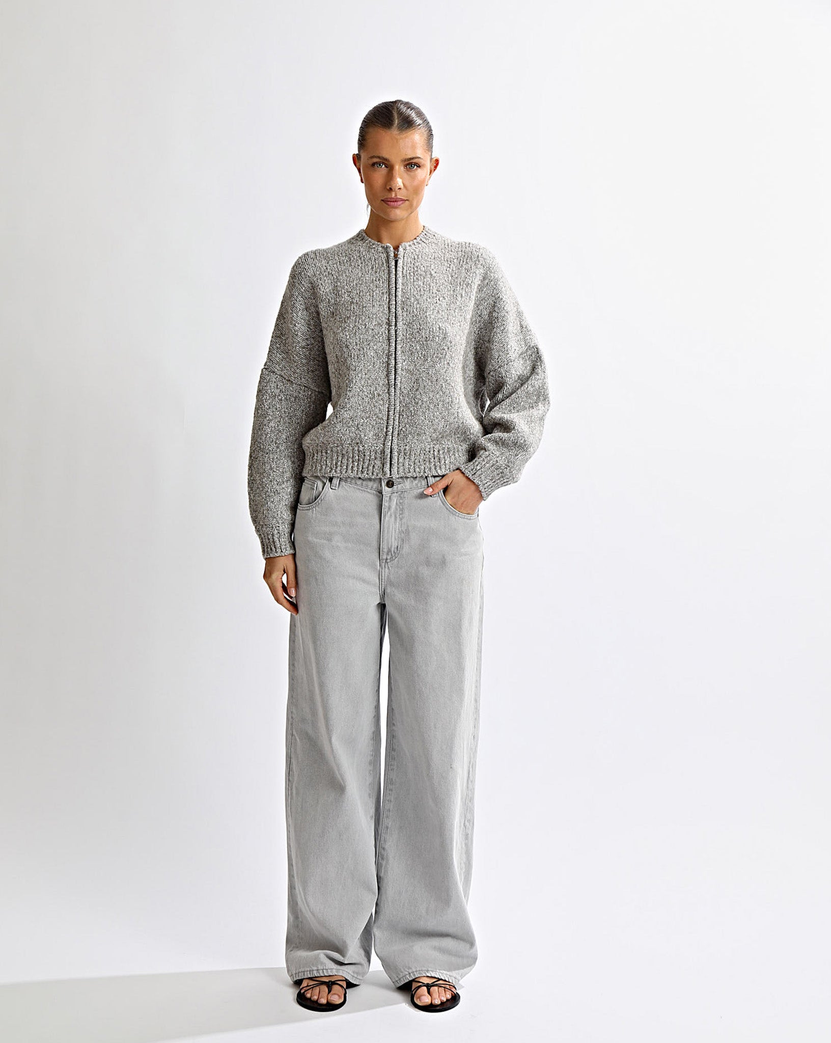 Elliot Knit Zip Jumper Grey Marl