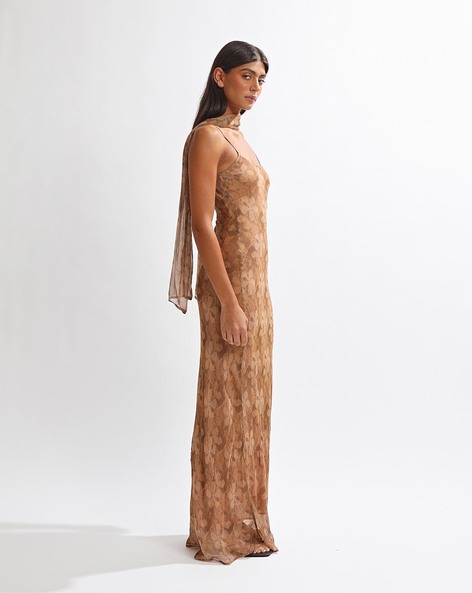 amara maxi dress brown LPA Amara Maxi Dress in Brown & Black