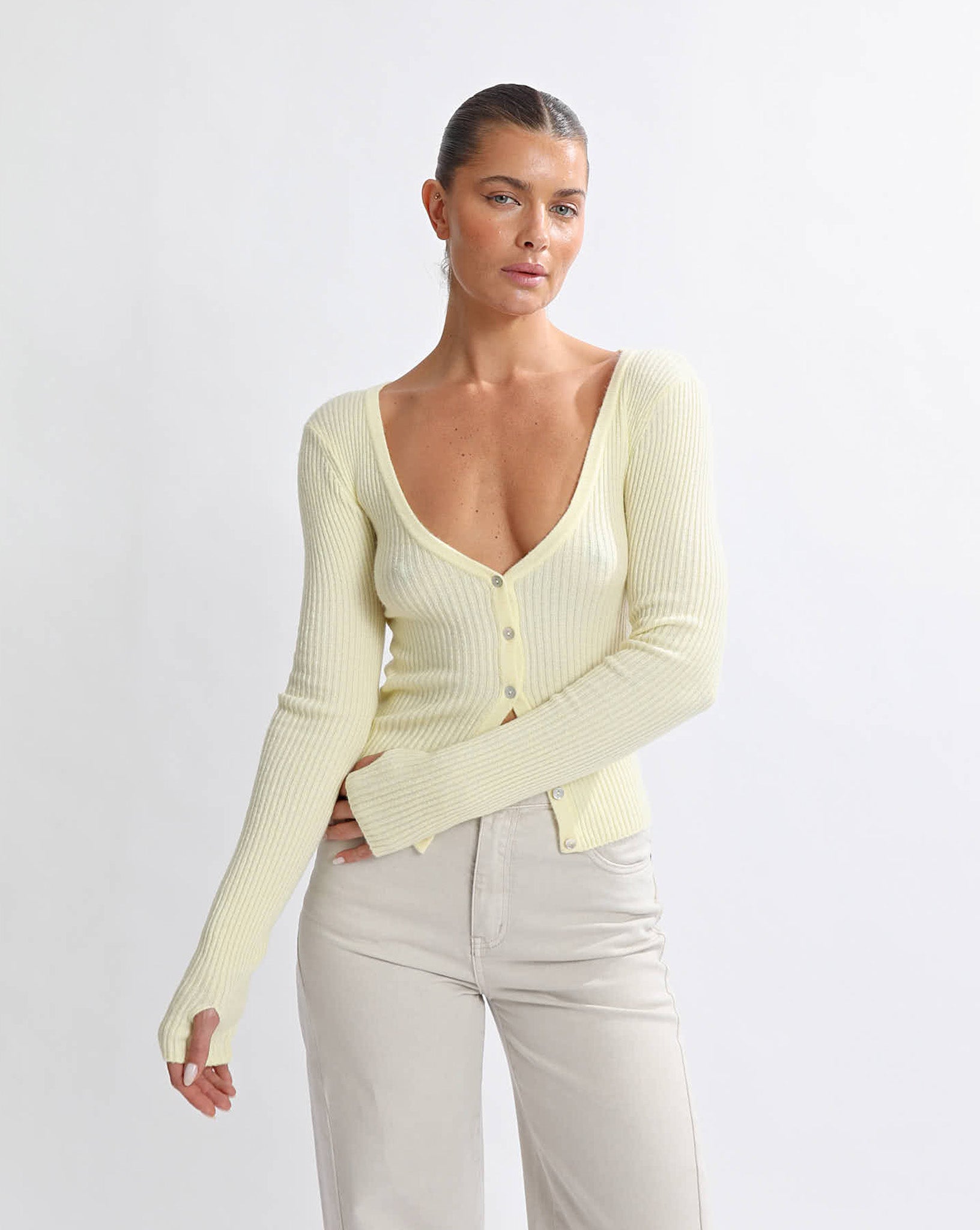 Esme Knit Long Sleeve Pale Yellow