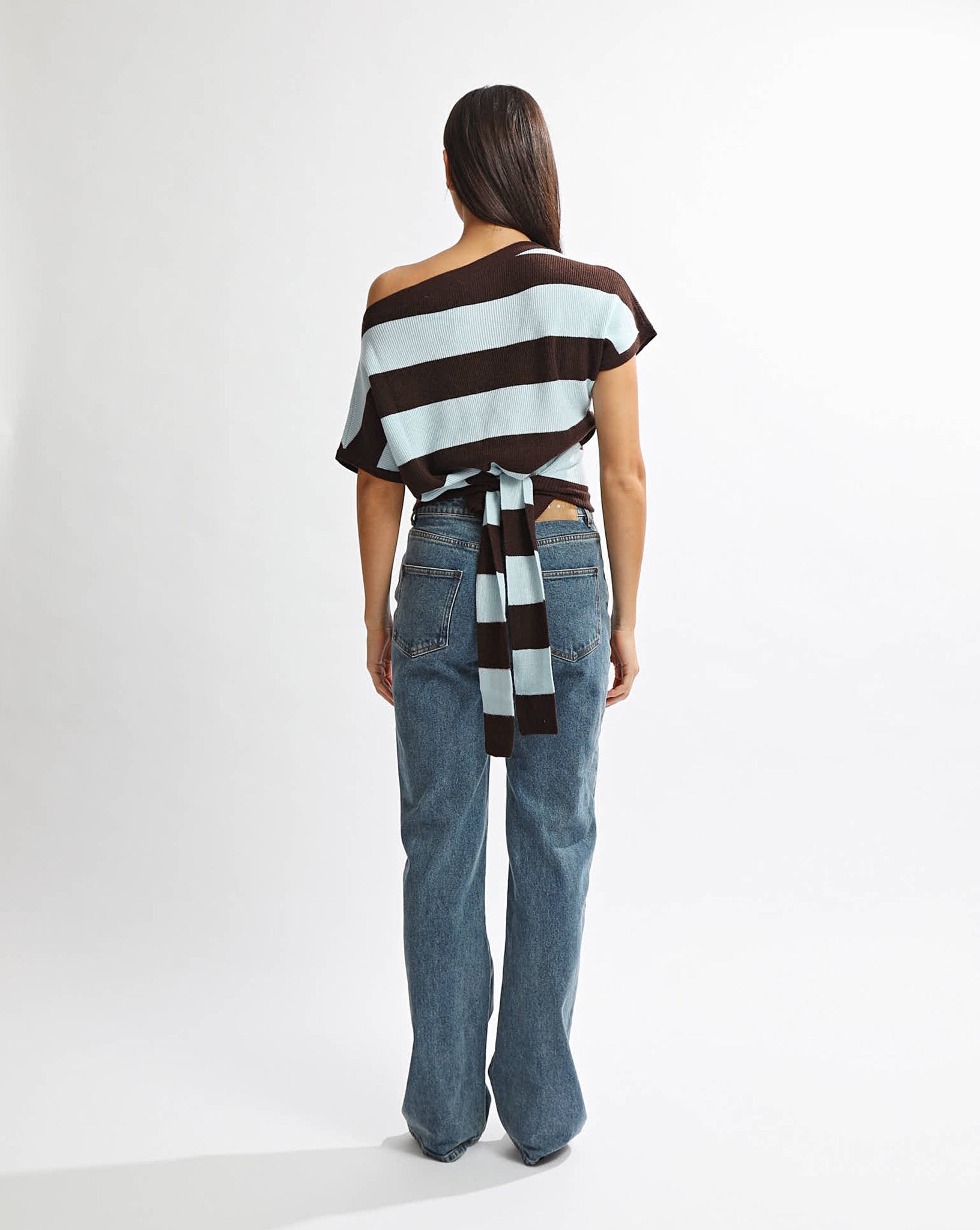 Charlotte Top Blue/Brown Stripe