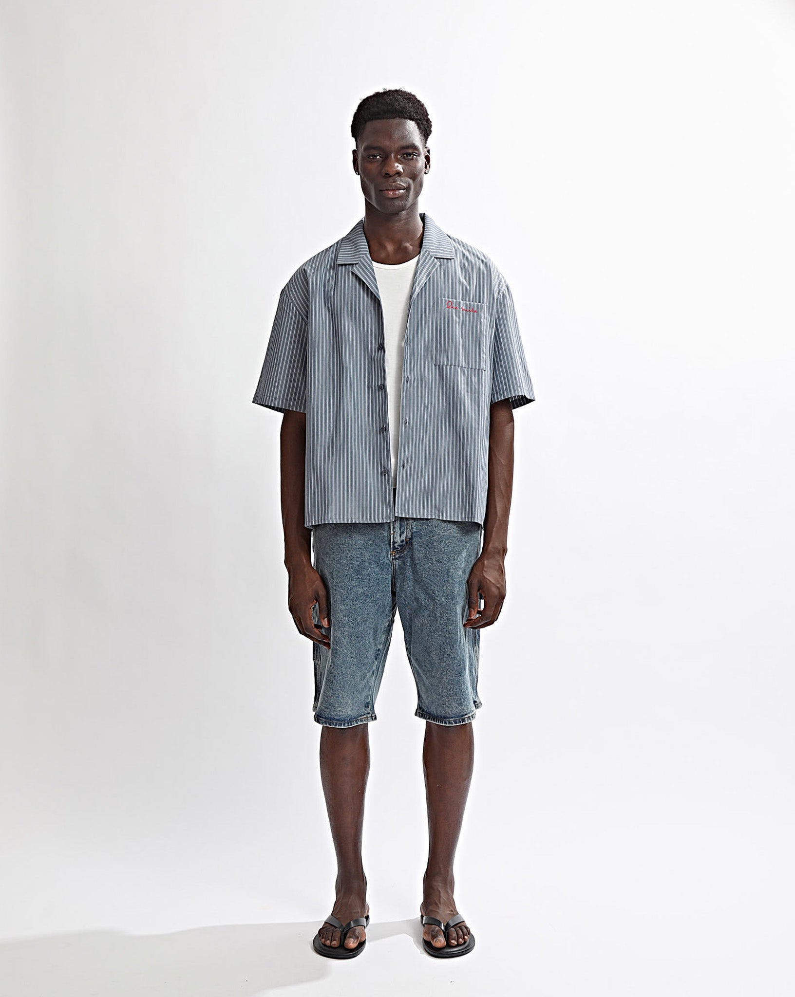 Theo Short Sleeve Shirt Steel Stripe