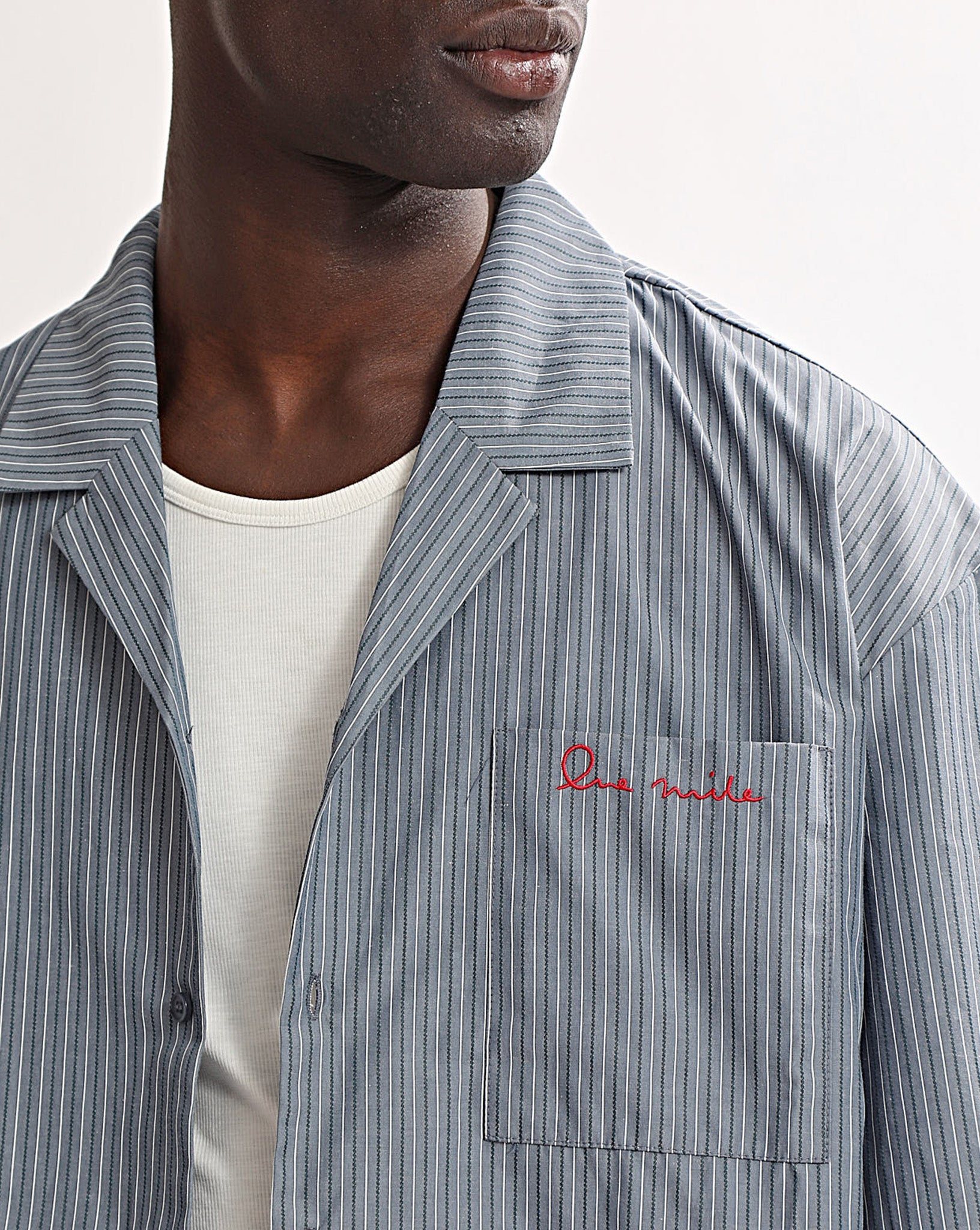 Theo Short Sleeve Shirt Steel Stripe