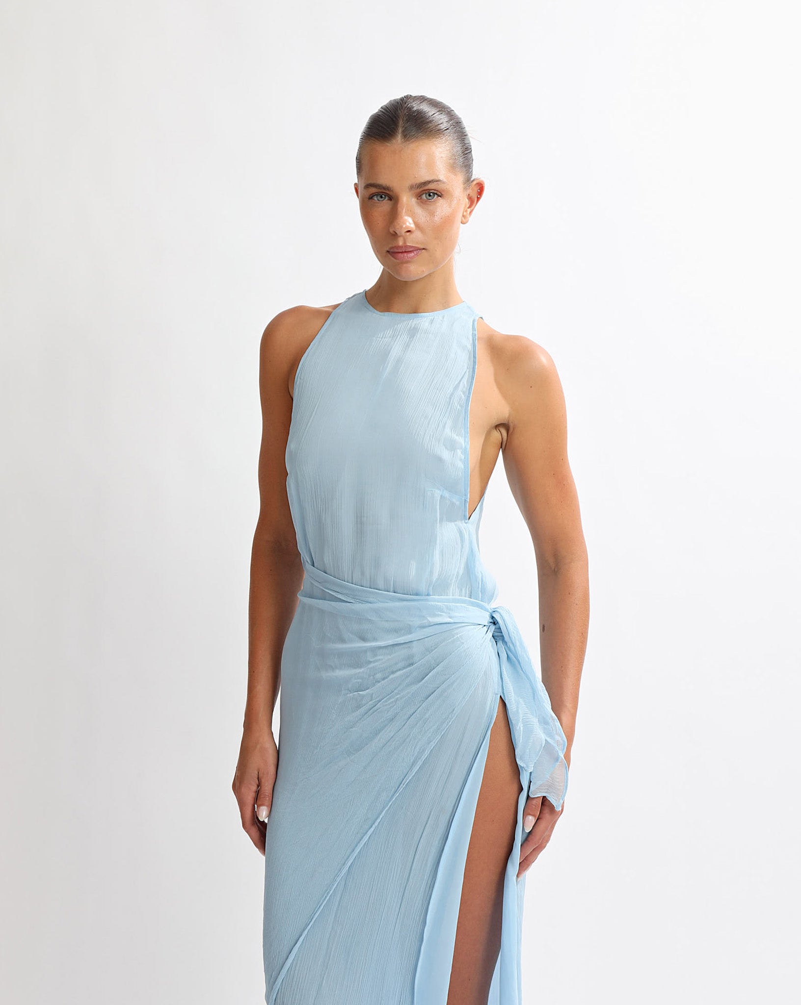 Suri Wrap Maxi Dress Light Blue