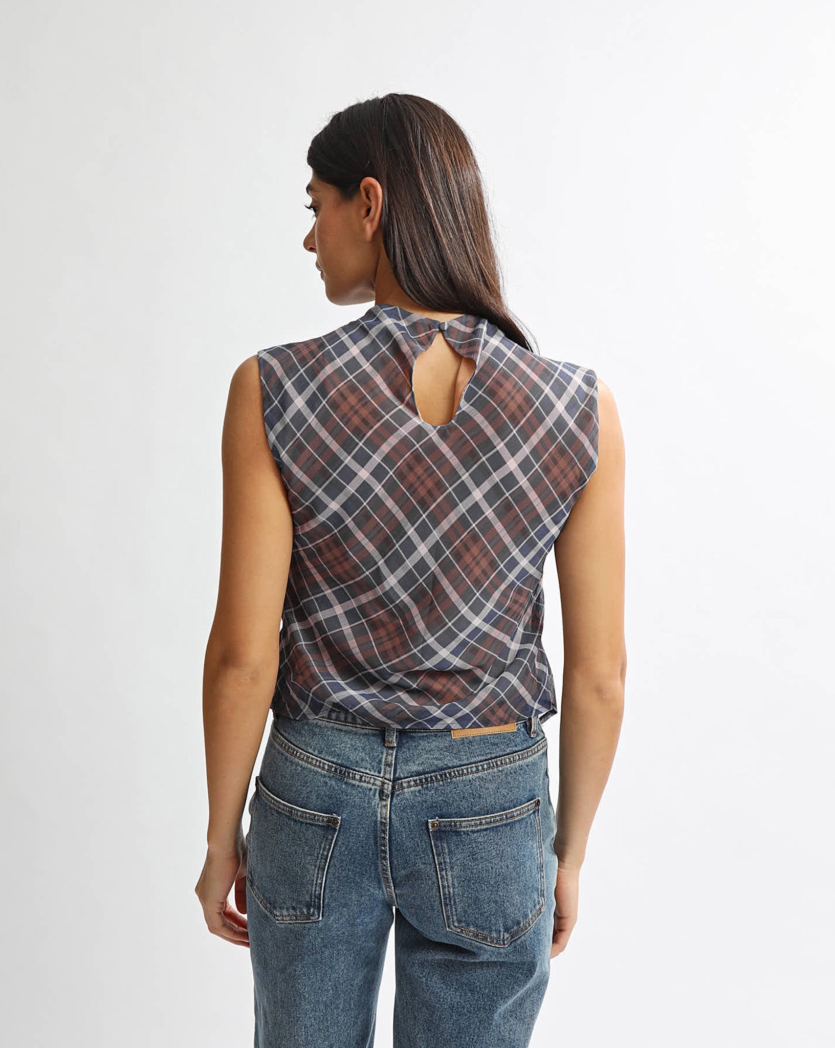 Kendal Top Blue/Brown Plaid