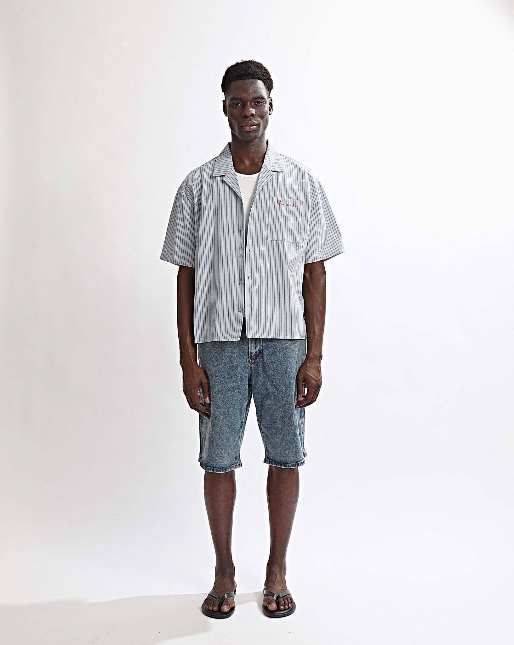 Theo Short Sleeve Shirt Grey Stripe