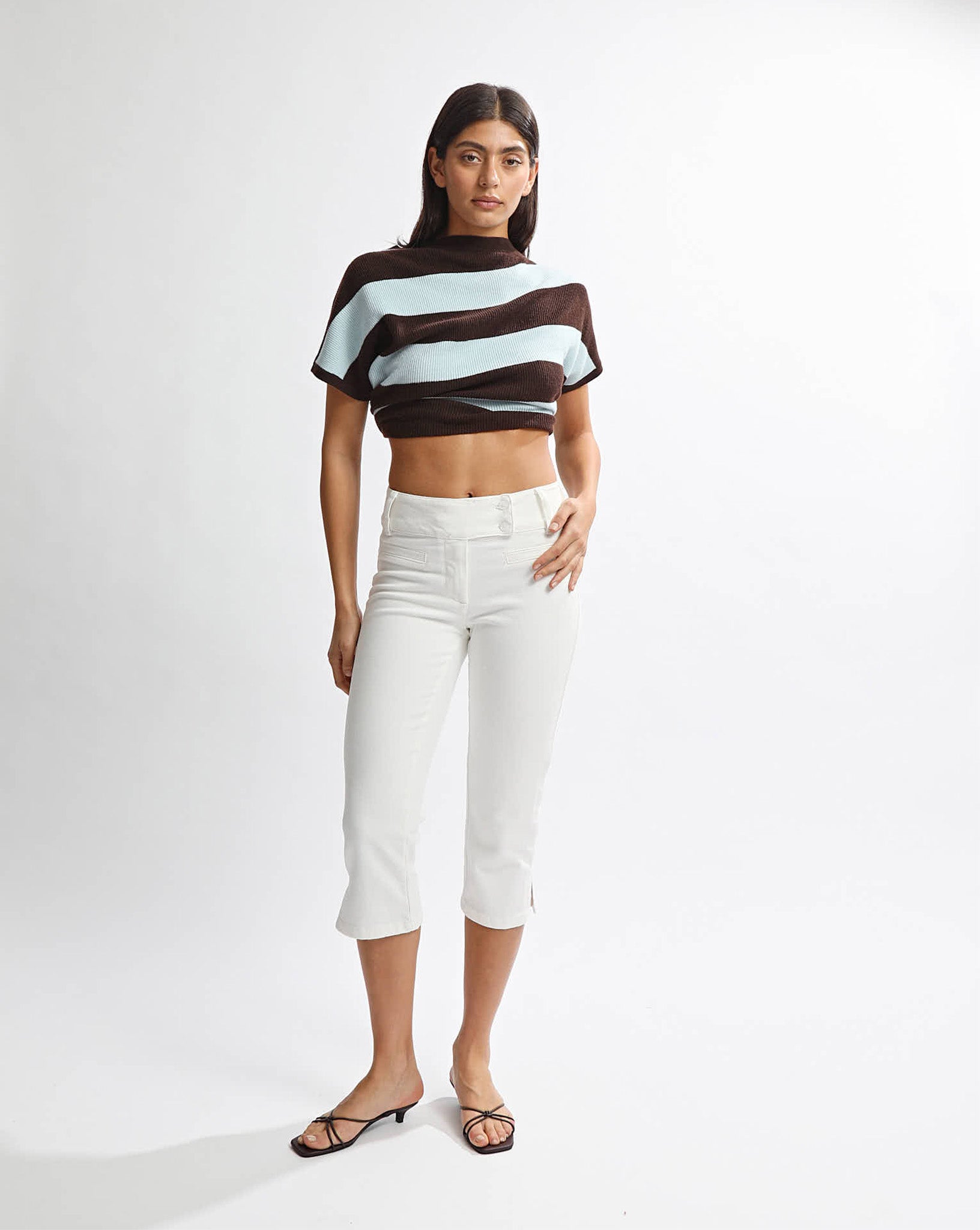 Charlotte Top Blue/Brown Stripe