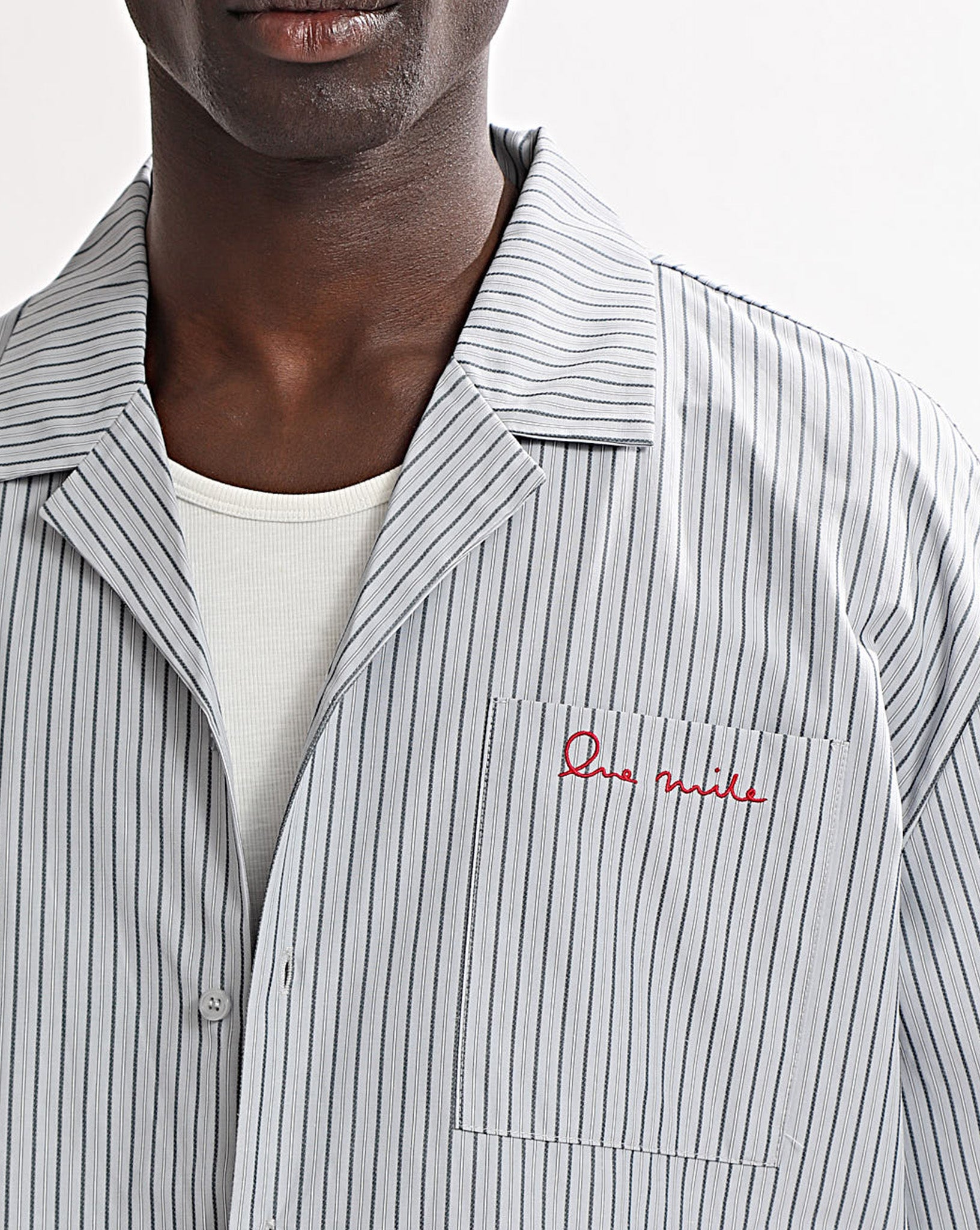 Theo Short Sleeve Shirt Grey Stripe