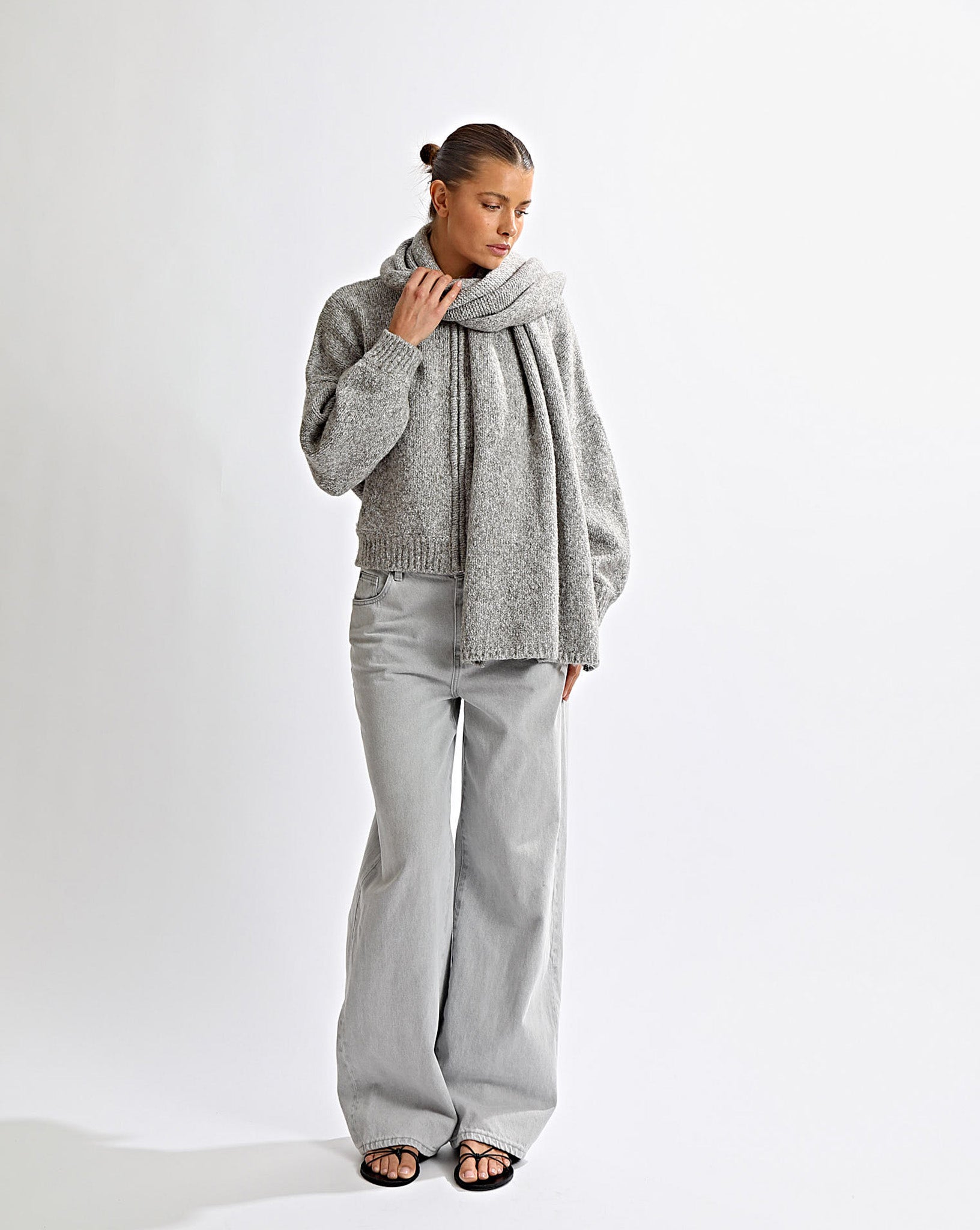 Elliot Knit Scarf Grey Marl