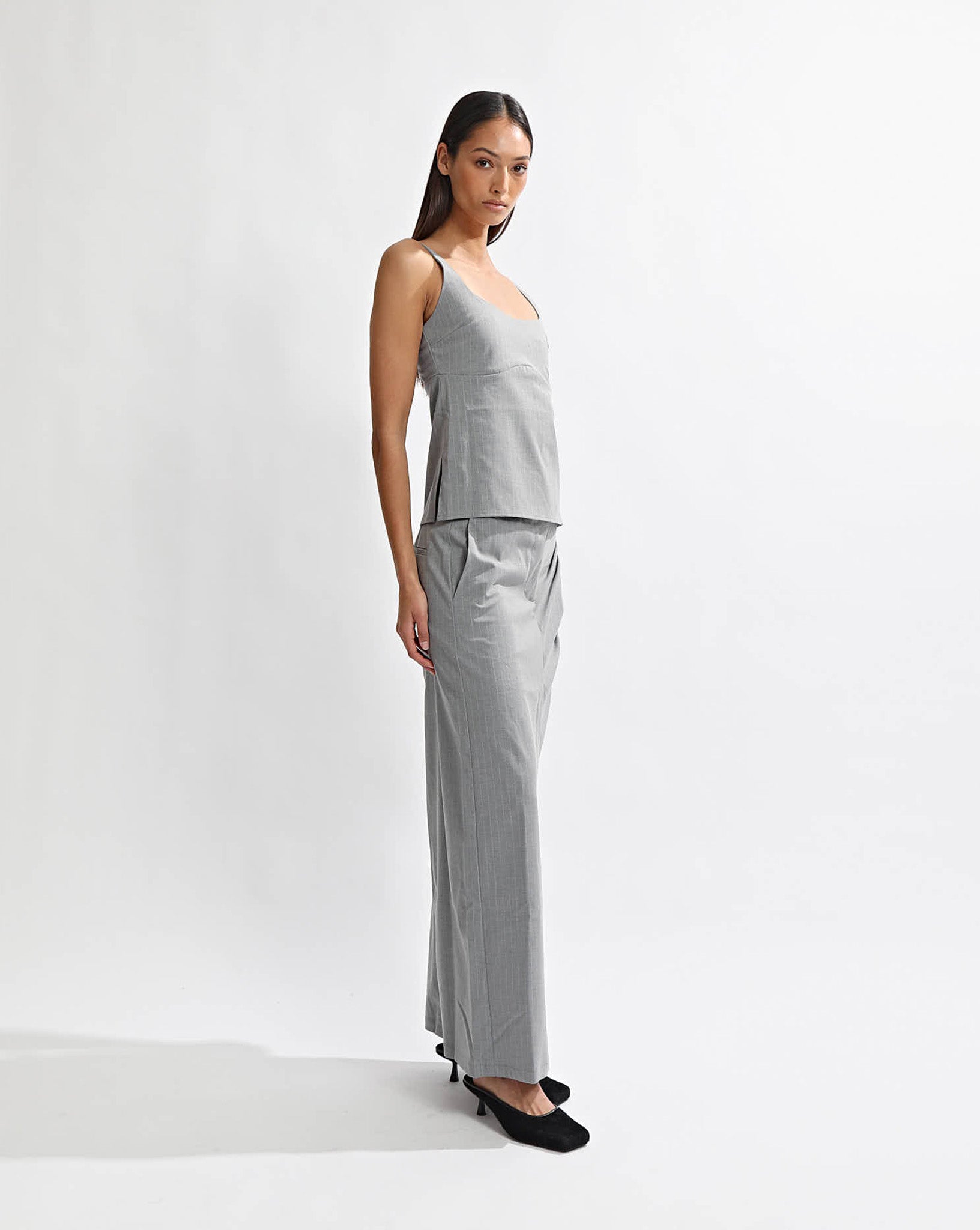Luca Maxi Skirt Grey Stripe