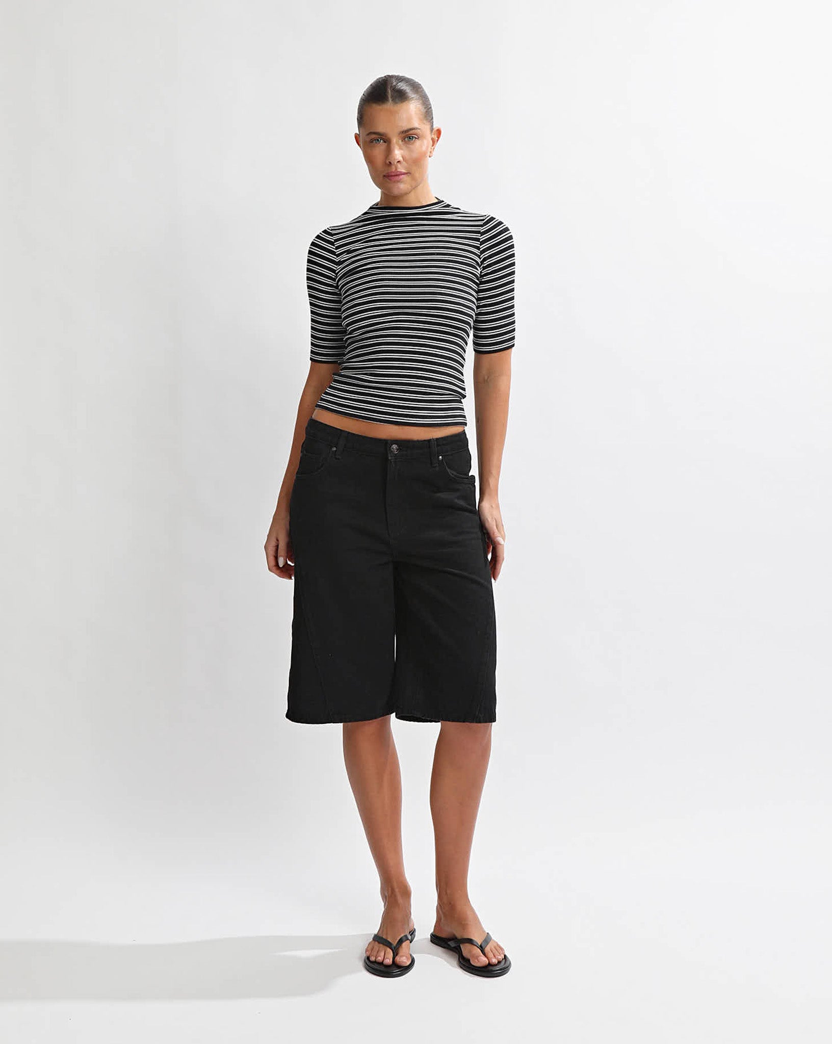 Carolyn Top Black/White Stripe