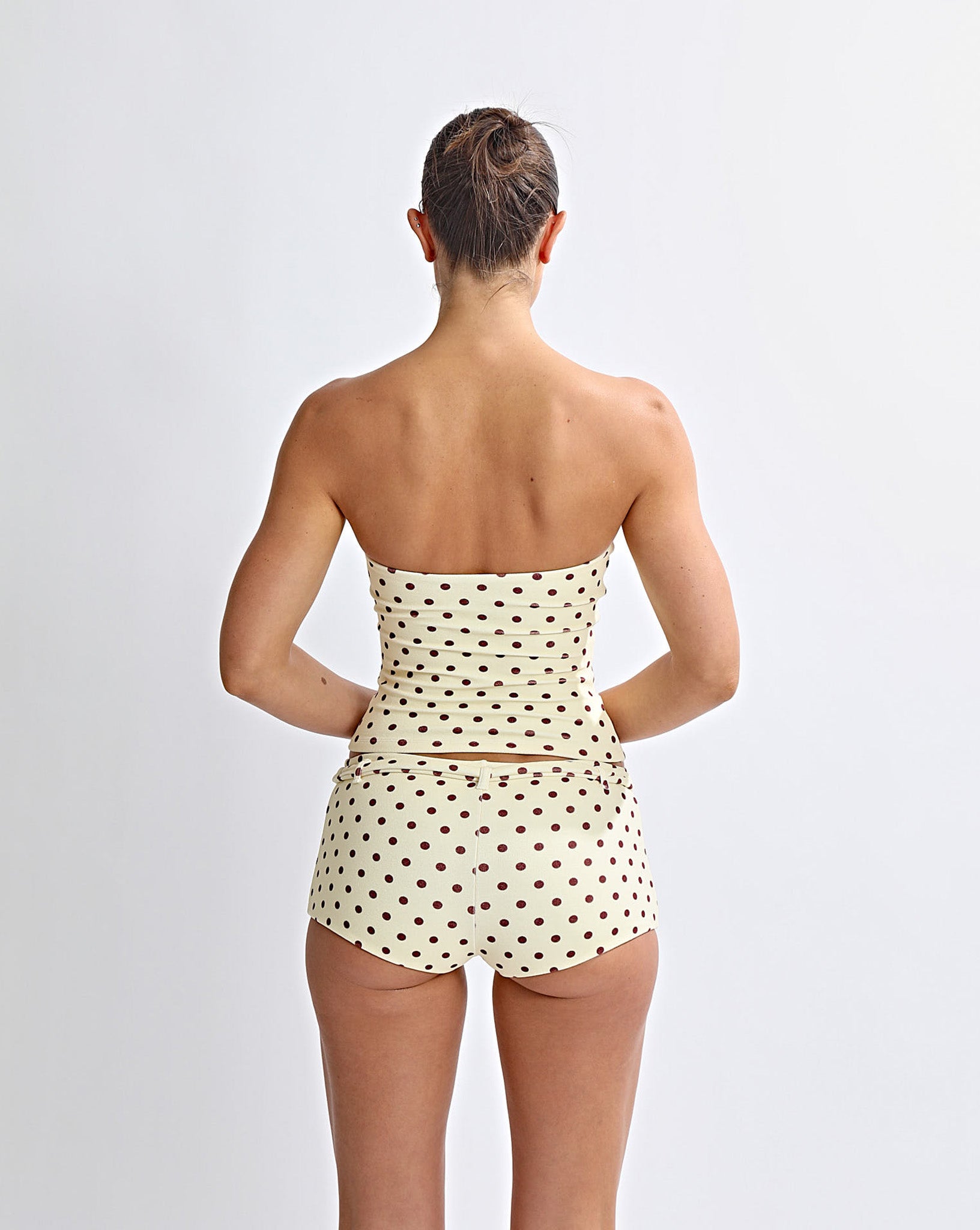 Nali Strapless Top Yellow Polka