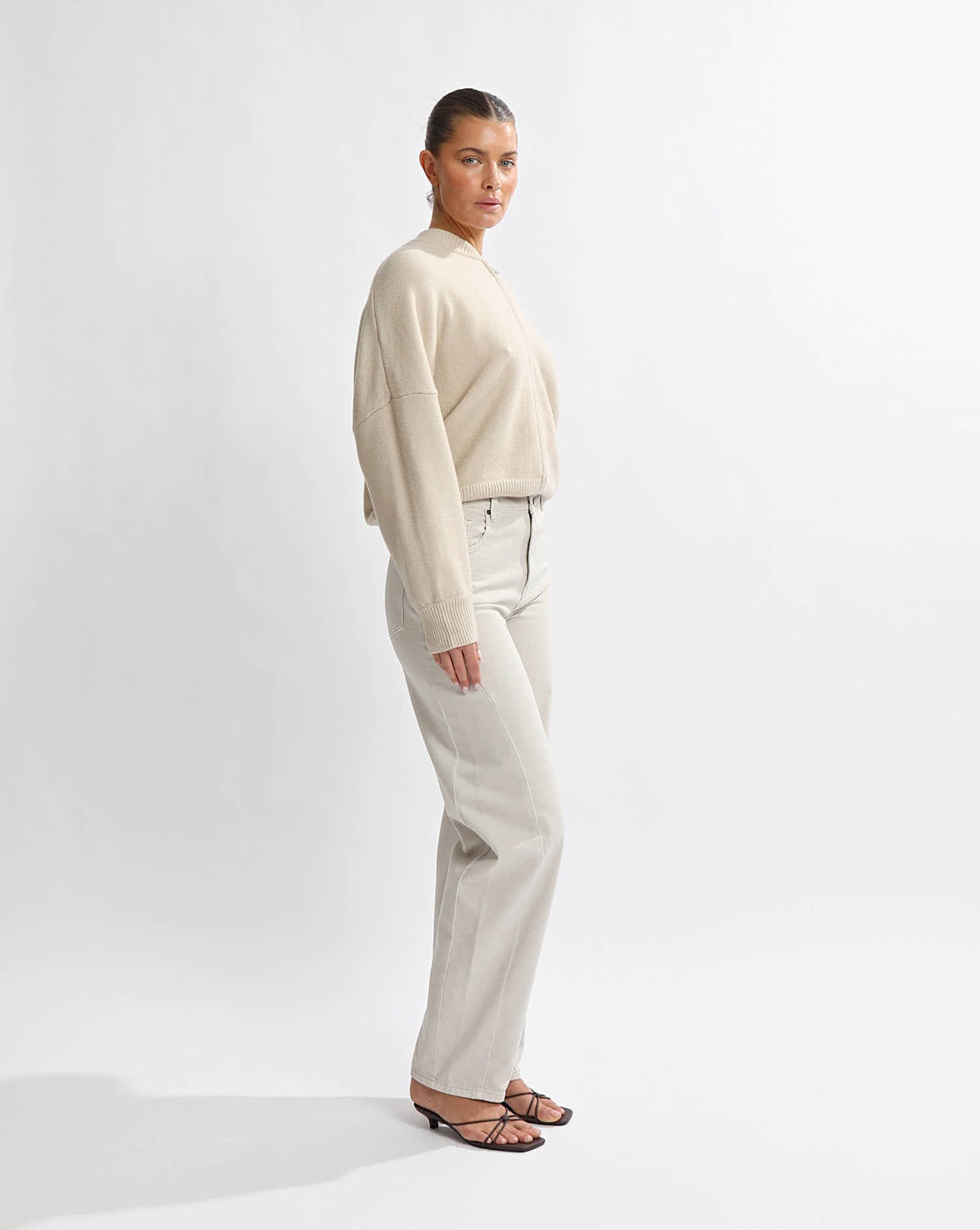 Charlotte Knit Zip Jumper Beige