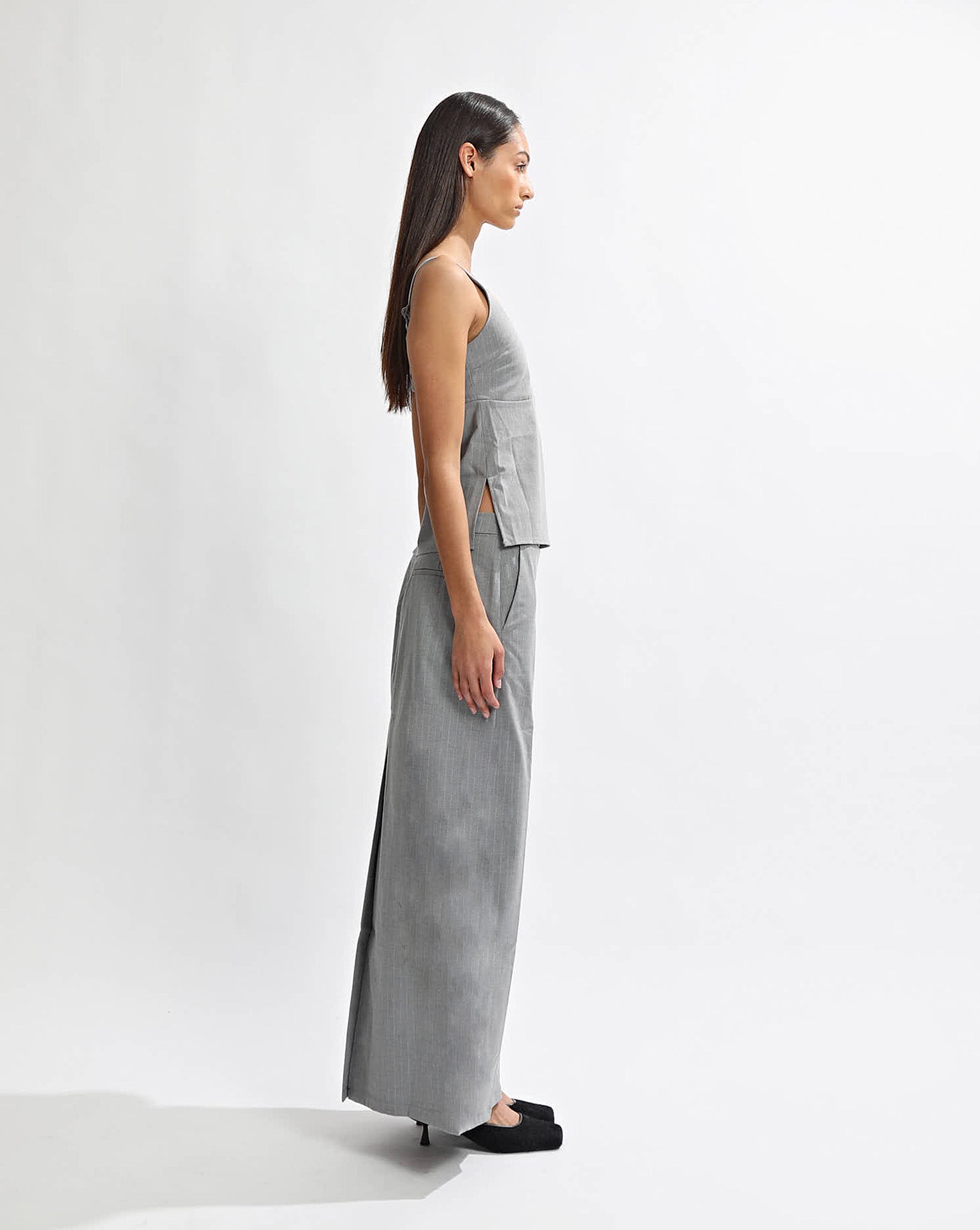 Luca Maxi Skirt Grey Stripe