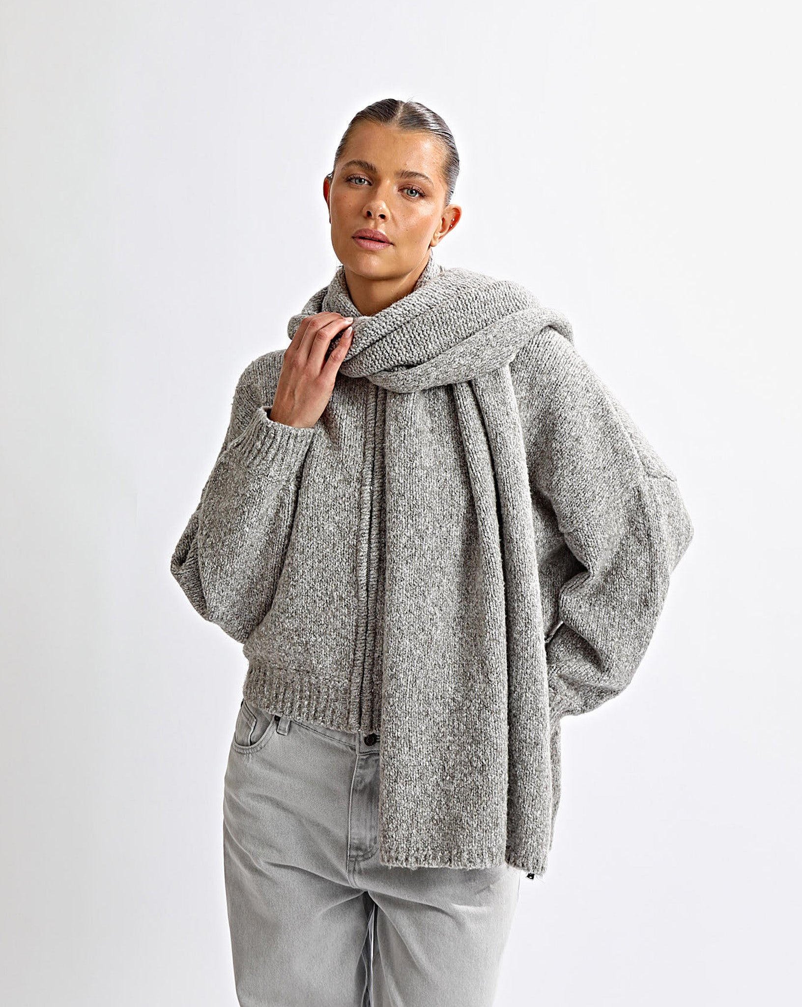 Elliot Knit Zip Jumper Grey Marl