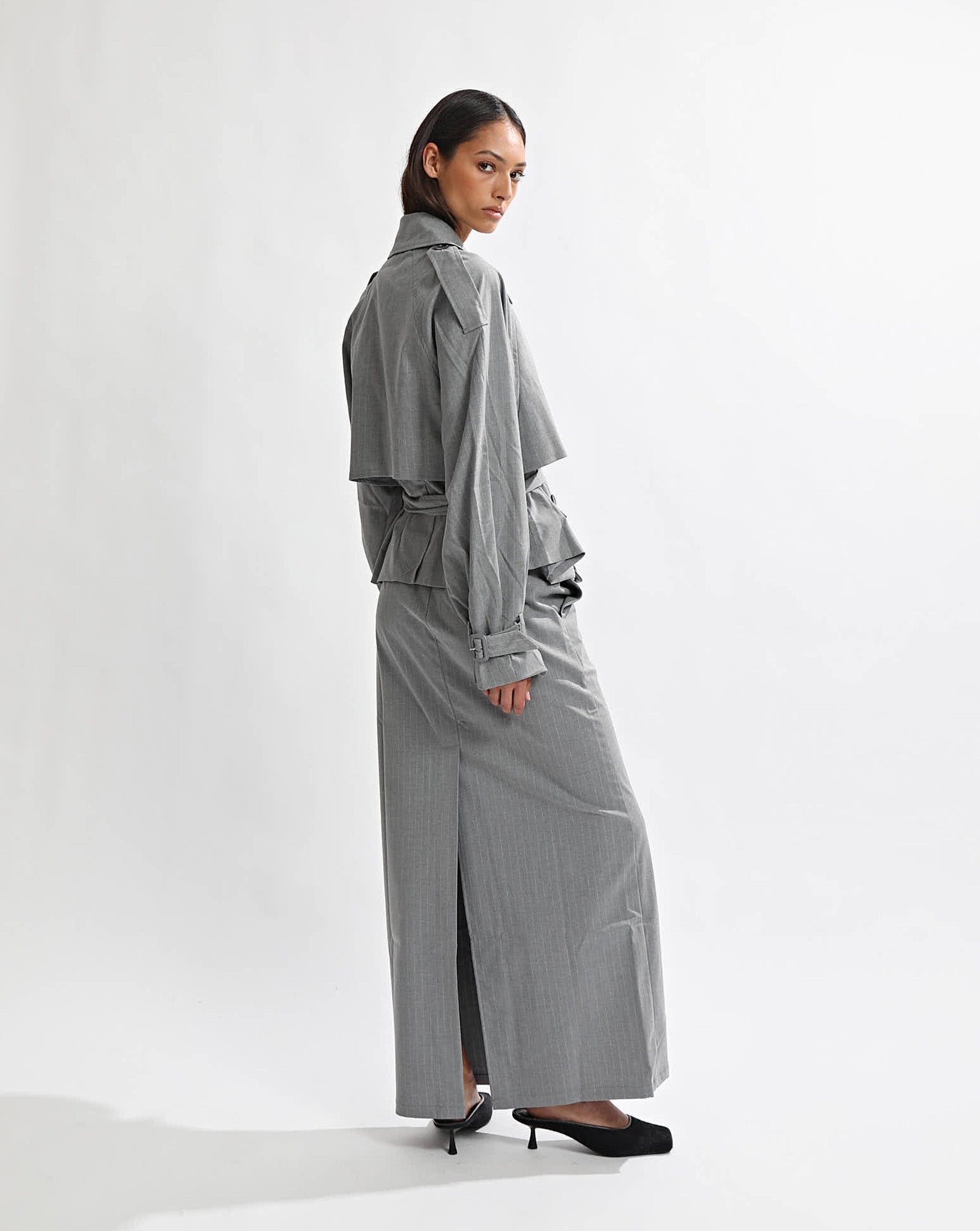 Luca Maxi Skirt Grey Stripe