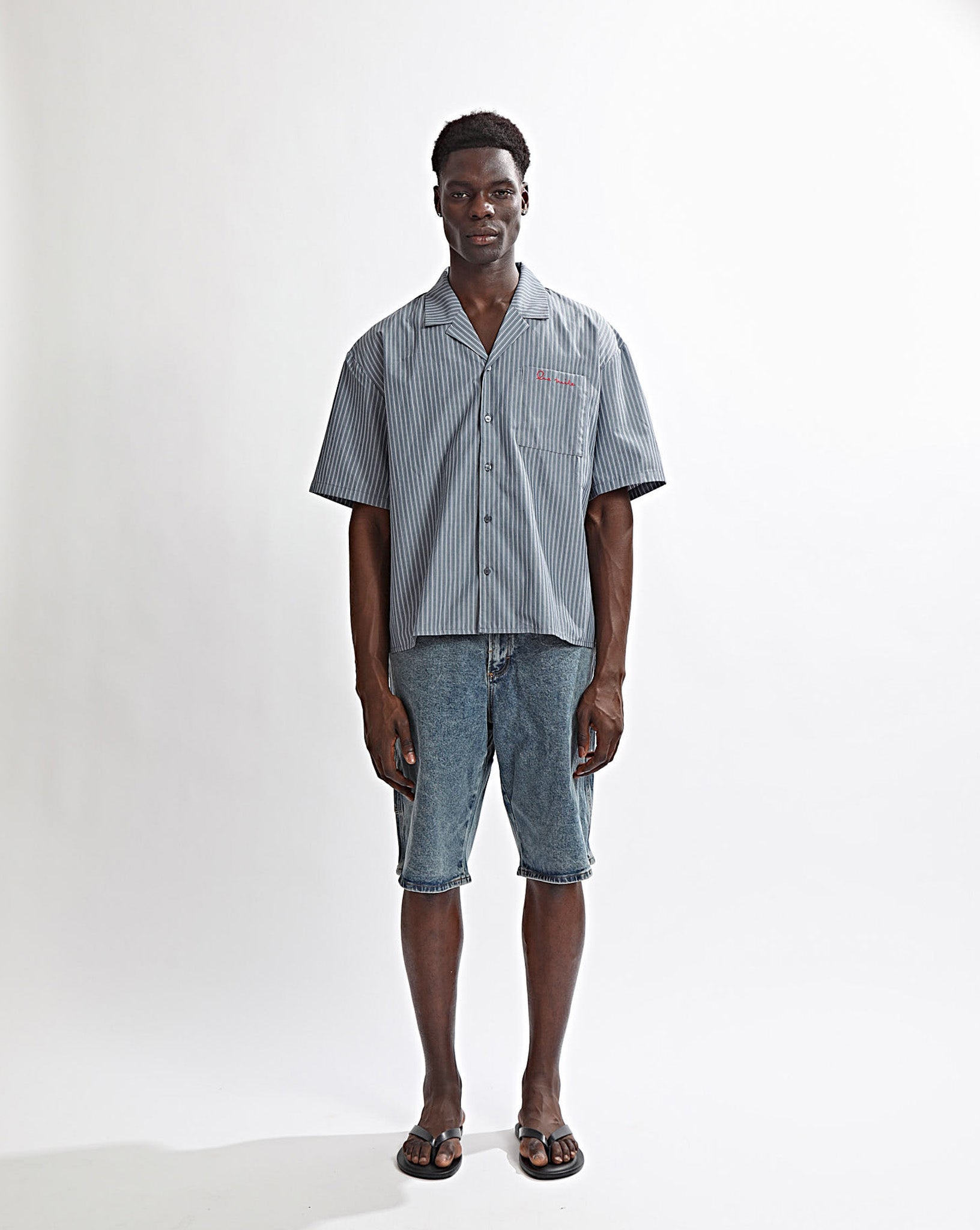 Theo Short Sleeve Shirt Steel Stripe